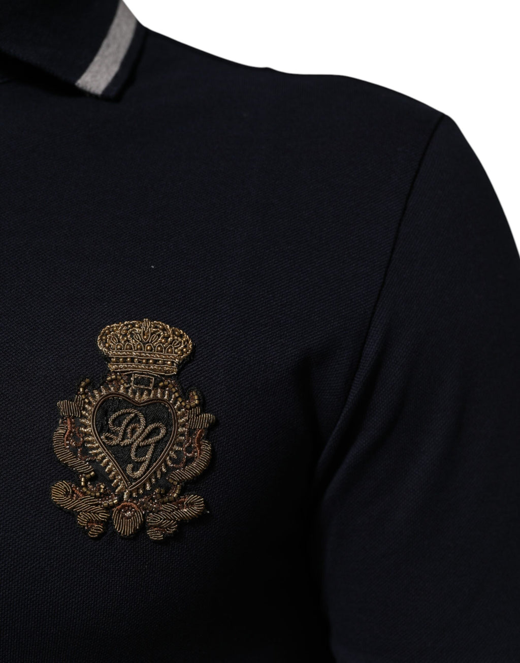 Dolce & Gabbana Marineblaues Baumwoll-T-Shirt mit Kronkorken-Logo für Männer