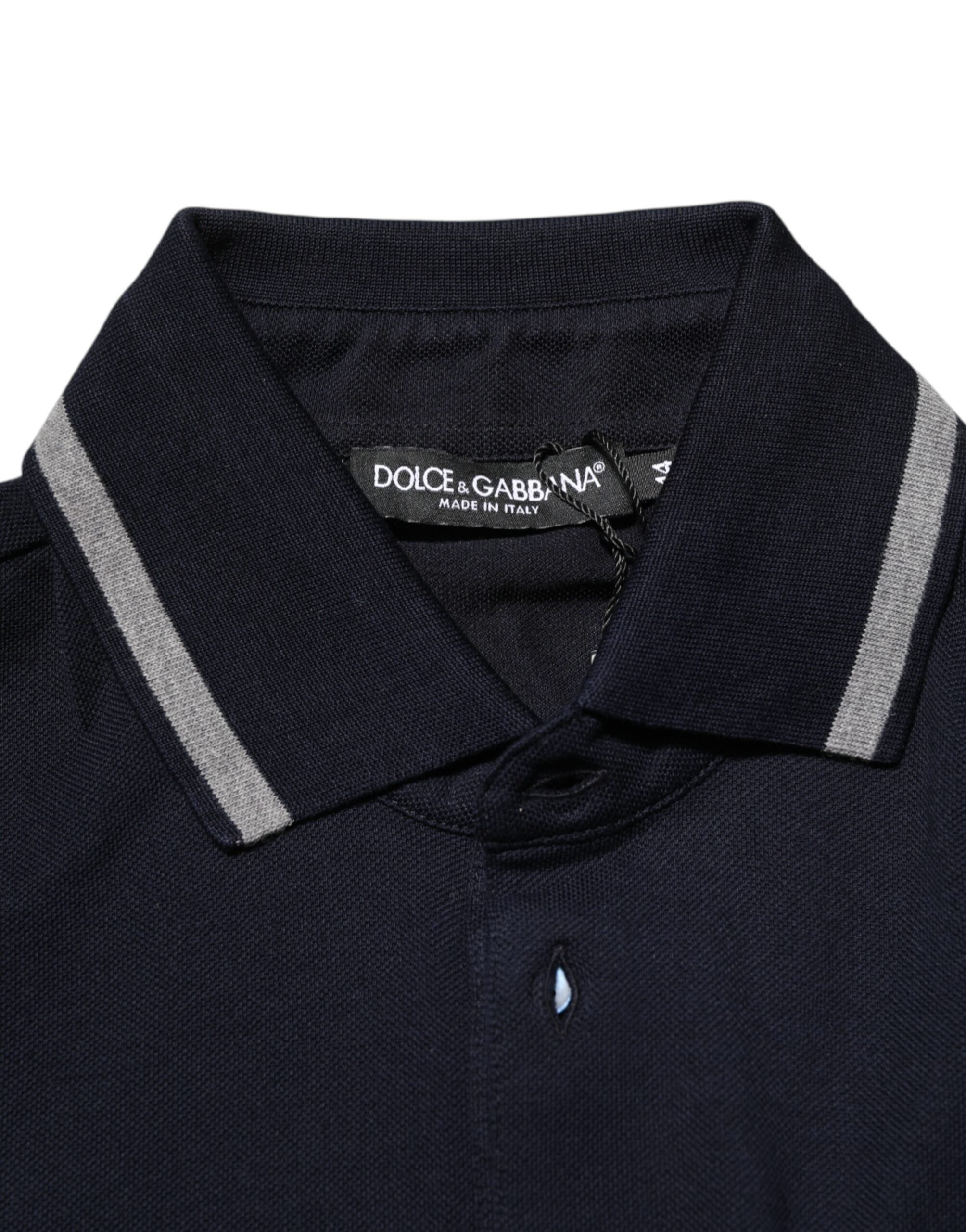 Dolce & Gabbana Marineblaues Baumwoll-T-Shirt mit Kronkorken-Logo für Männer