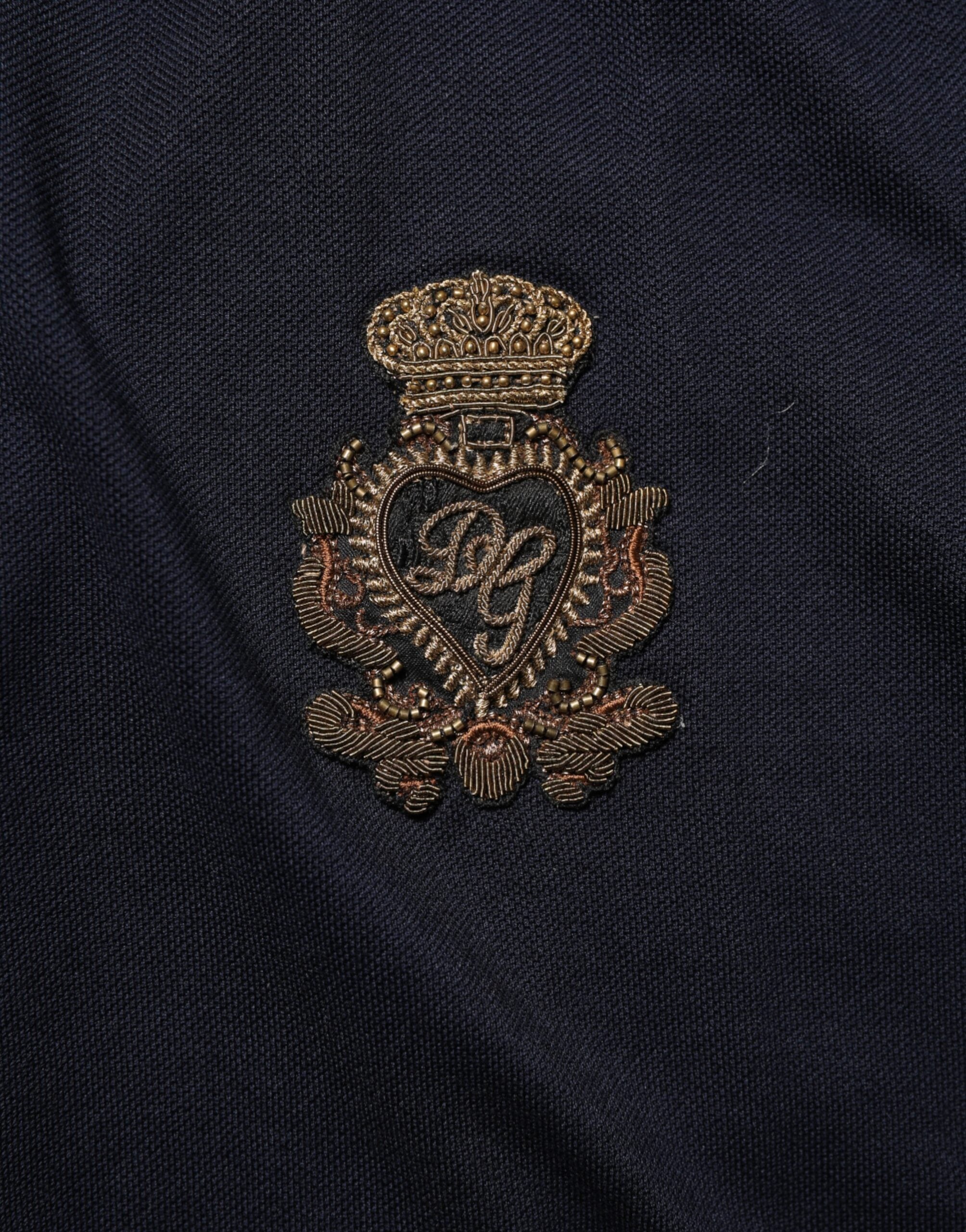 Dolce & Gabbana Marineblaues Baumwoll-T-Shirt mit Kronkorken-Logo für Männer