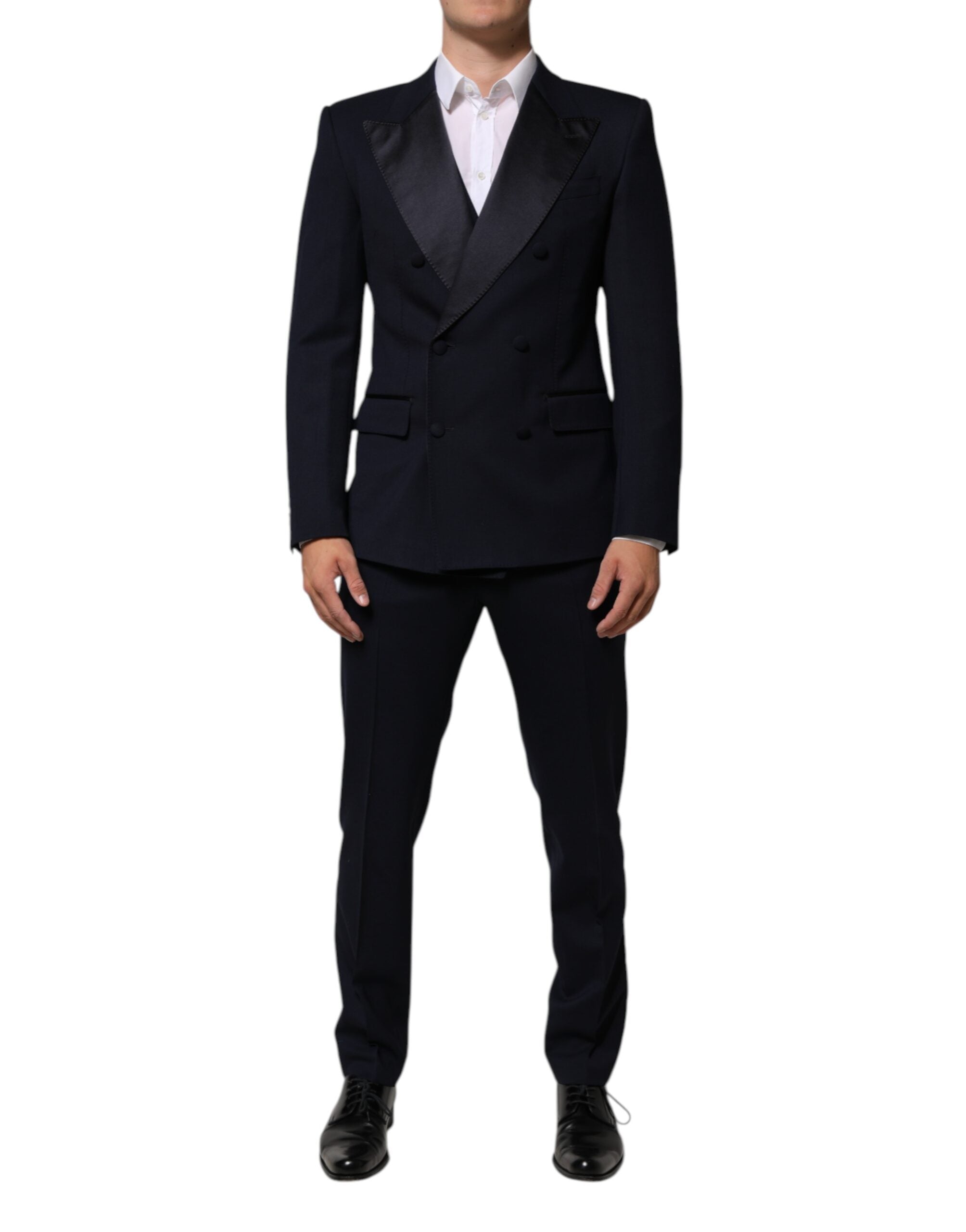 Dolce & Gabbana Schwarzer Wolle 3 Stück Slim Fit Formaler Herrenanzug