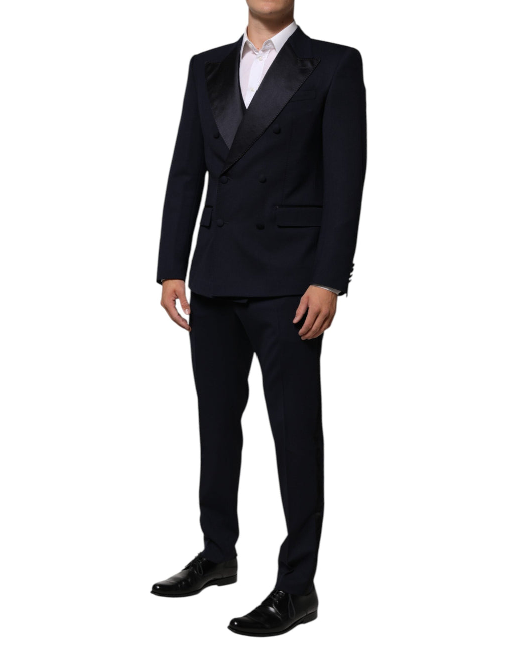 Dolce & Gabbana Schwarzer Wolle 3 Stück Slim Fit Formaler Herrenanzug