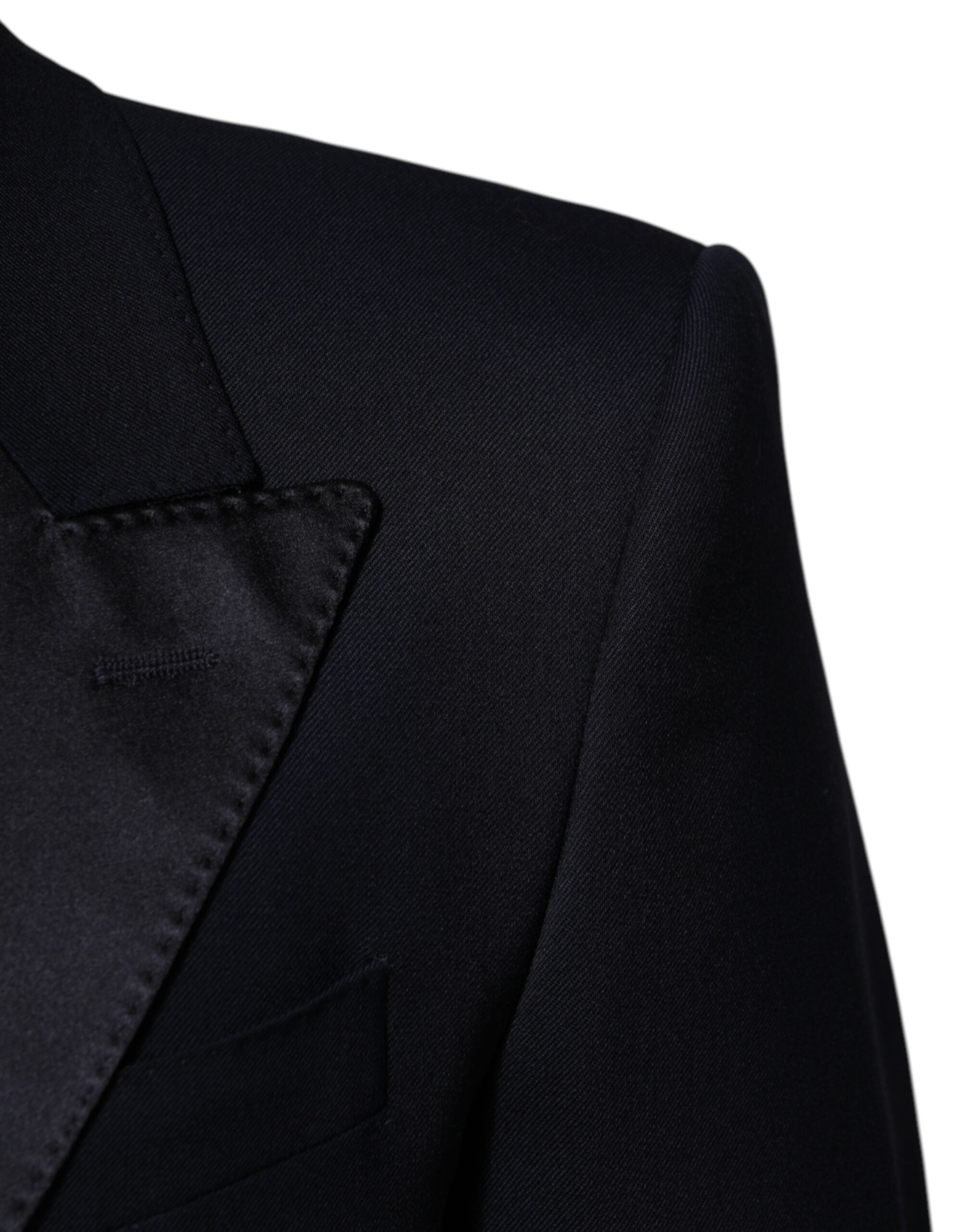 Dolce & Gabbana Schwarzer Wolle 3 Stück Slim Fit Formaler Herrenanzug