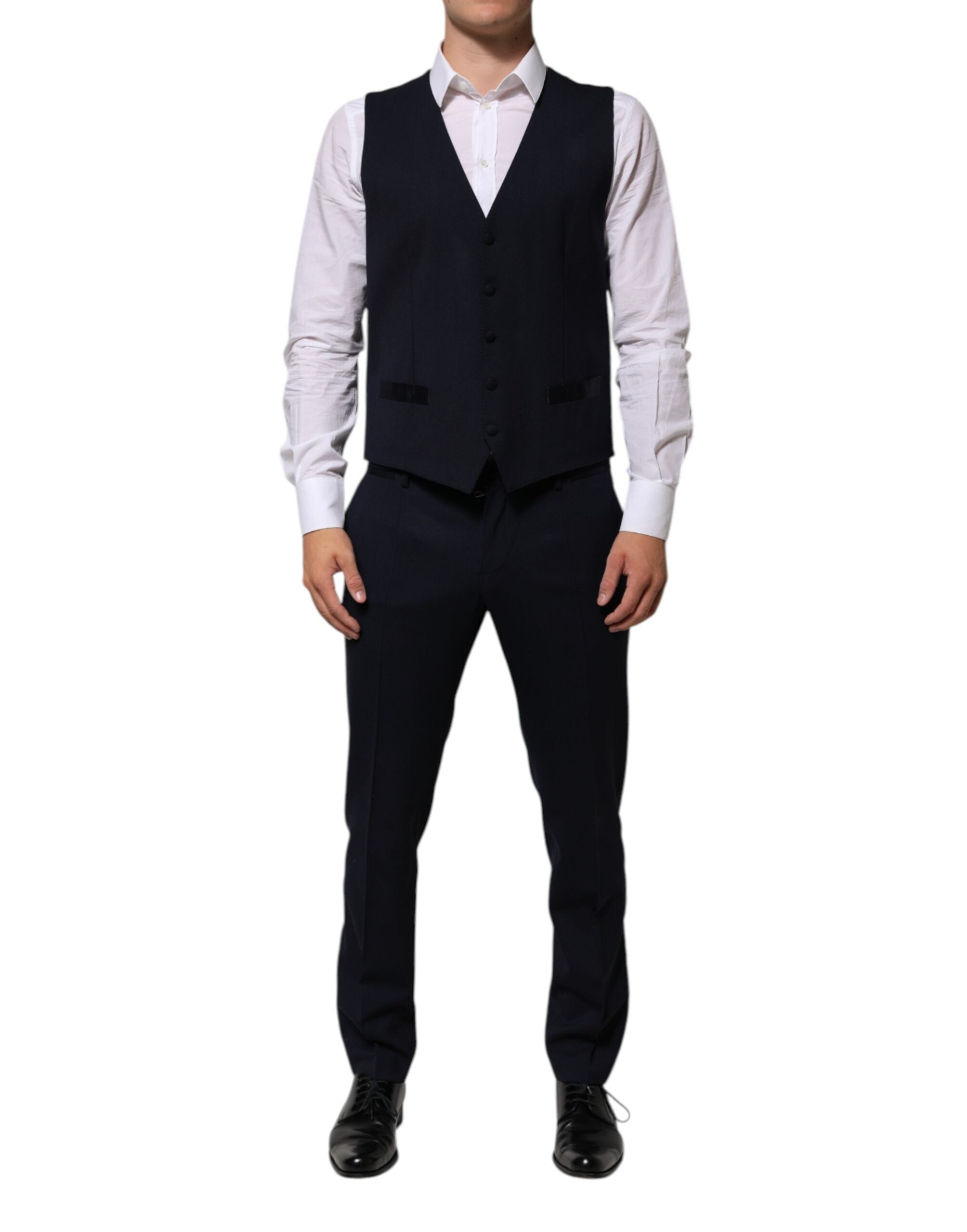 Dolce & Gabbana Schwarzer Wolle 3 Stück Slim Fit Formaler Herrenanzug