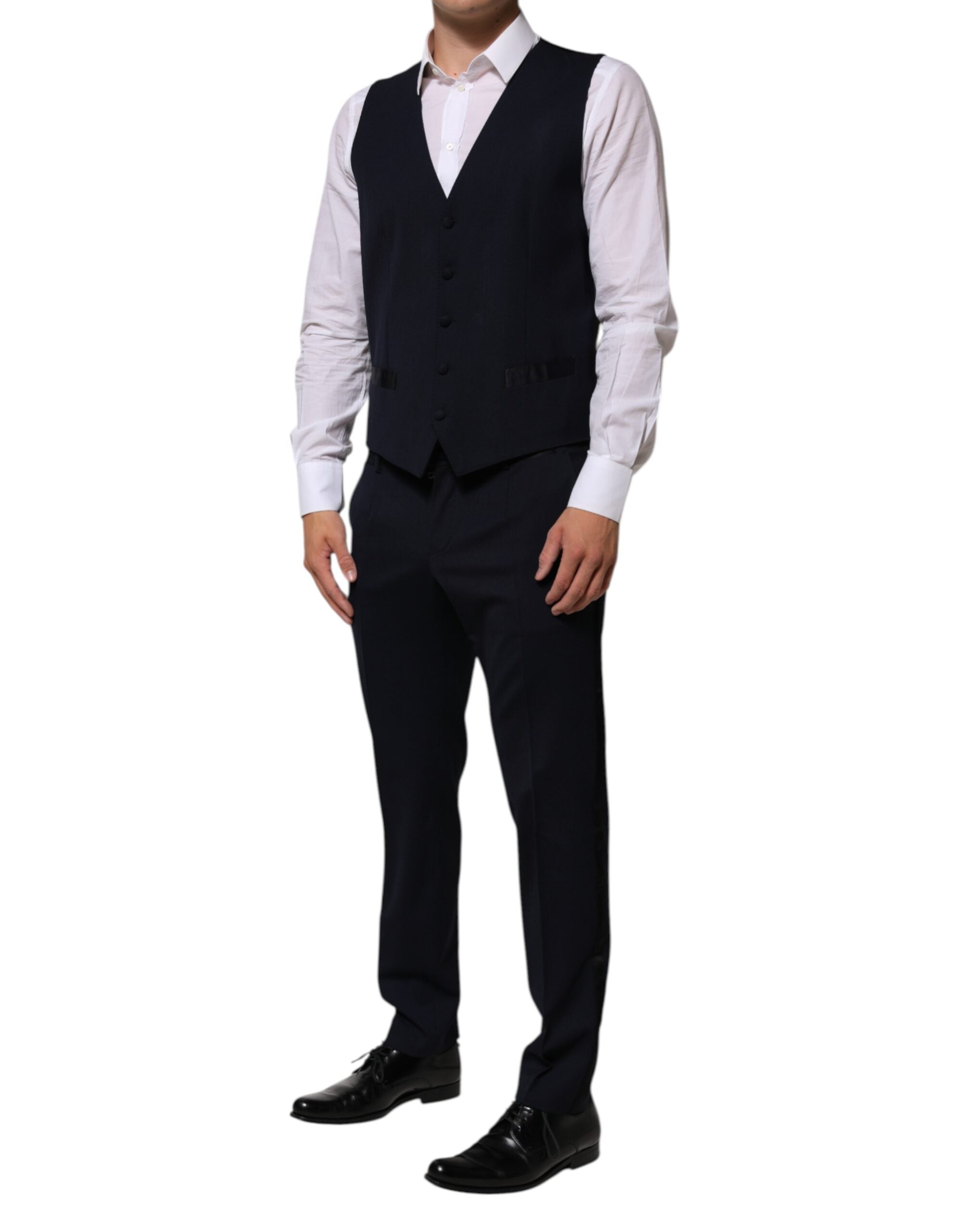 Dolce & Gabbana Schwarzer Wolle 3 Stück Slim Fit Formaler Herrenanzug
