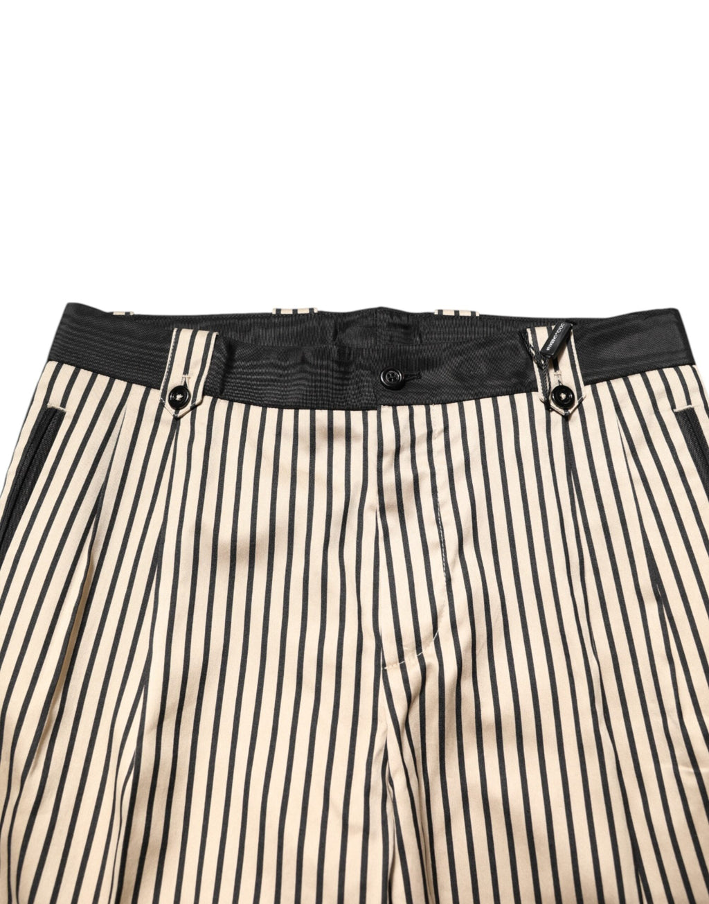 Dolce & Gabbana Beige Schwarz Gestreifte Slim Fit Hose aus Baumwolle Hose