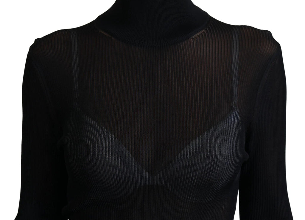 Dolce & Gabbana Schwarzer Rollkragenpullover mit schmaler Passform