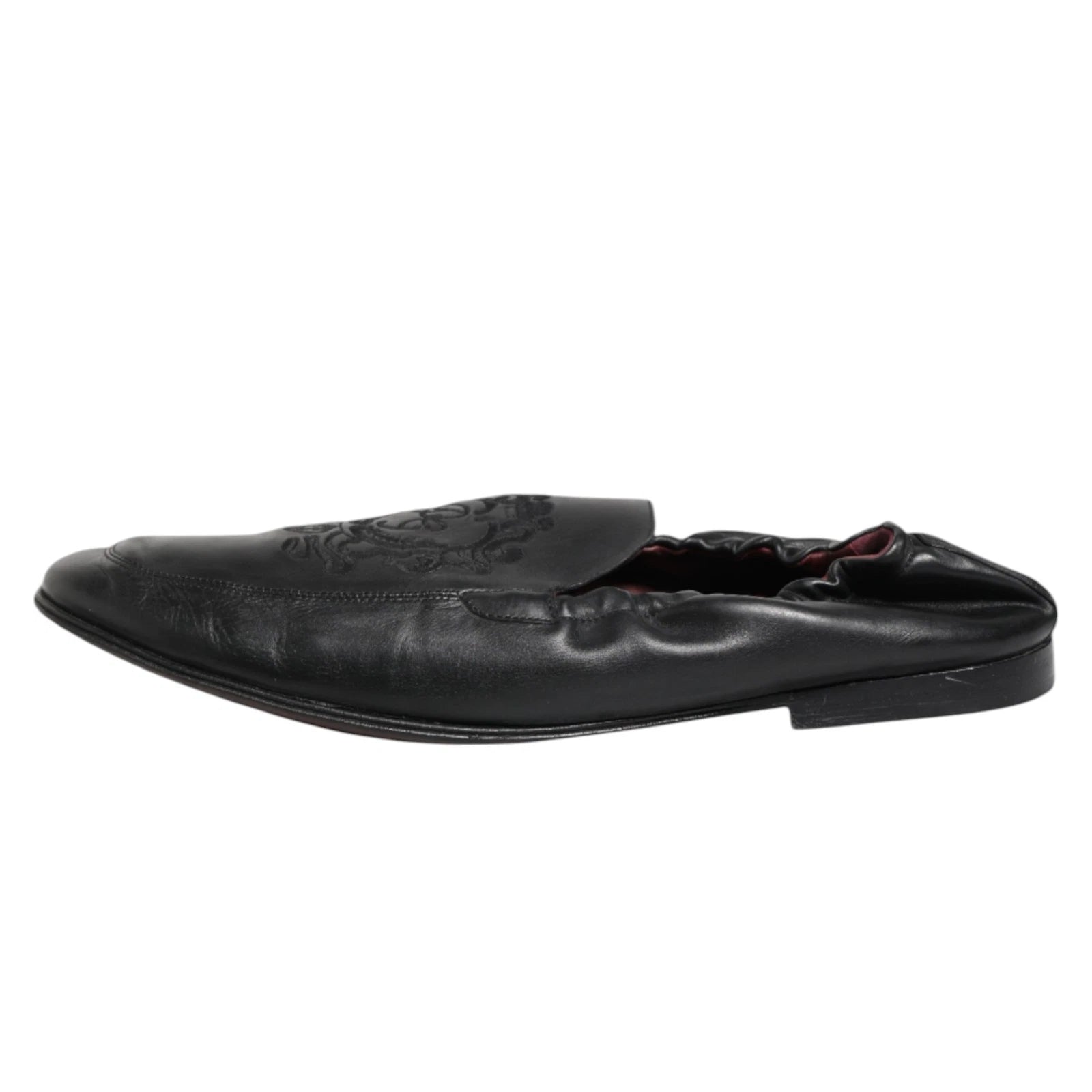 Dolce & Gabbana Schwarzes Leder Slip On Männer flache Loafers Schuhe