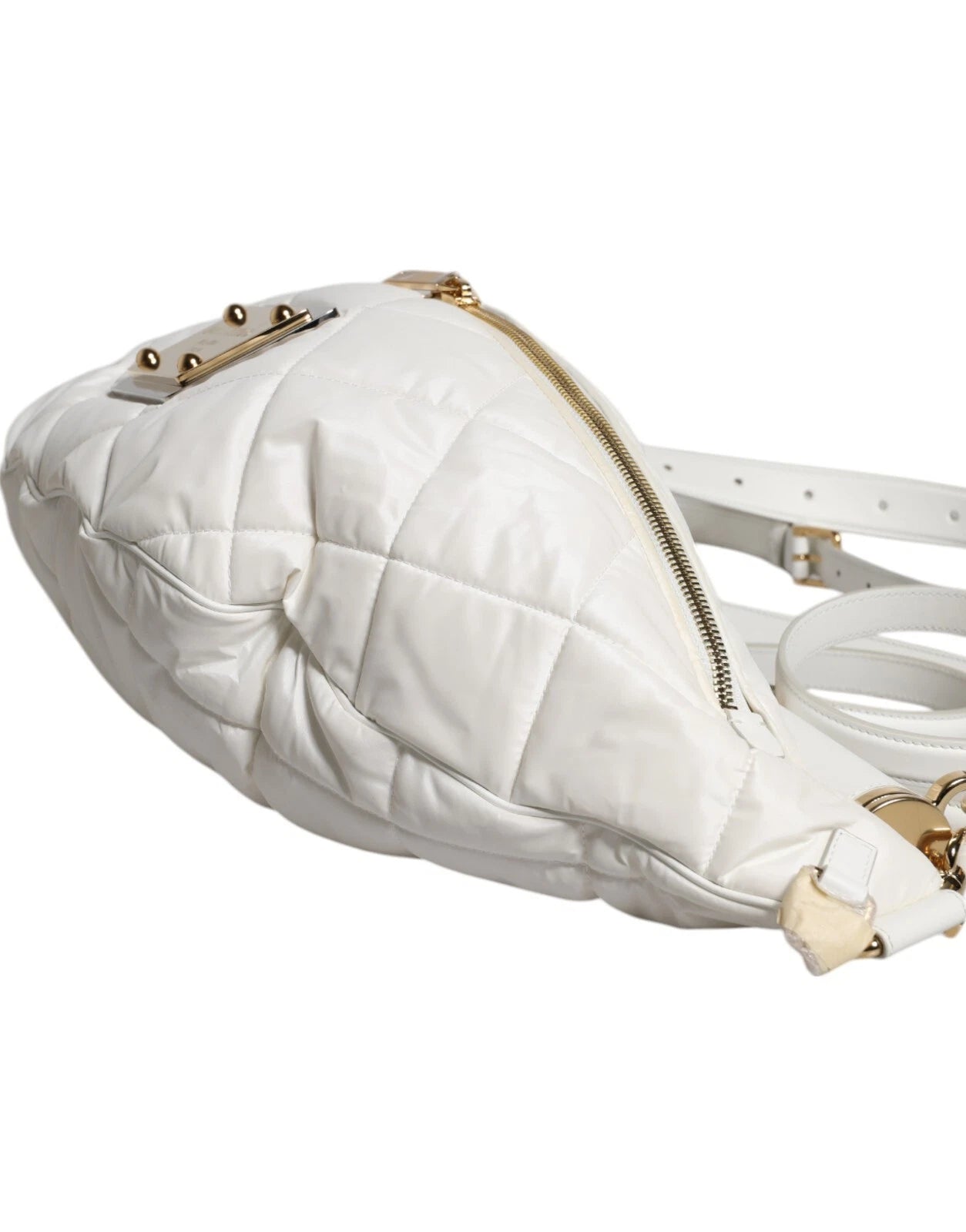 Dolce & Gabbana Weiße gesteppte Logo 90's Sicily Gürtel Taille Fanny Pack Tasche