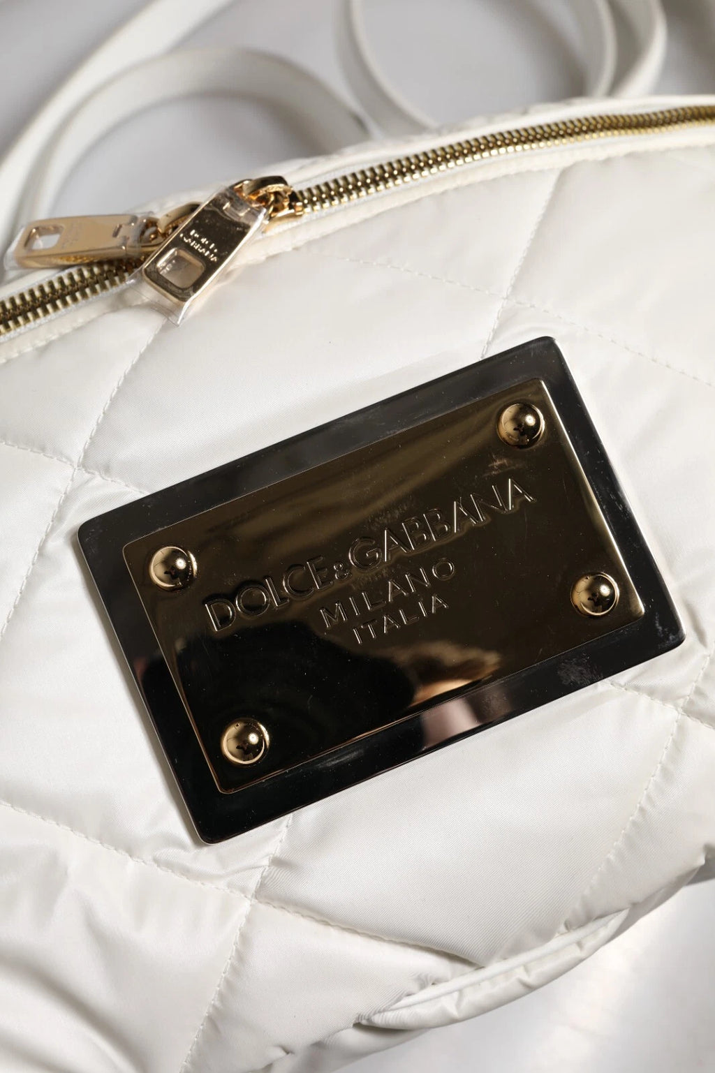 Dolce & Gabbana Weiße gesteppte Logo 90's Sicily Gürtel Taille Fanny Pack Tasche