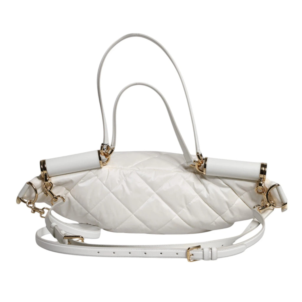 Dolce & Gabbana Weiße gesteppte Logo 90's Sicily Gürtel Taille Fanny Pack Tasche