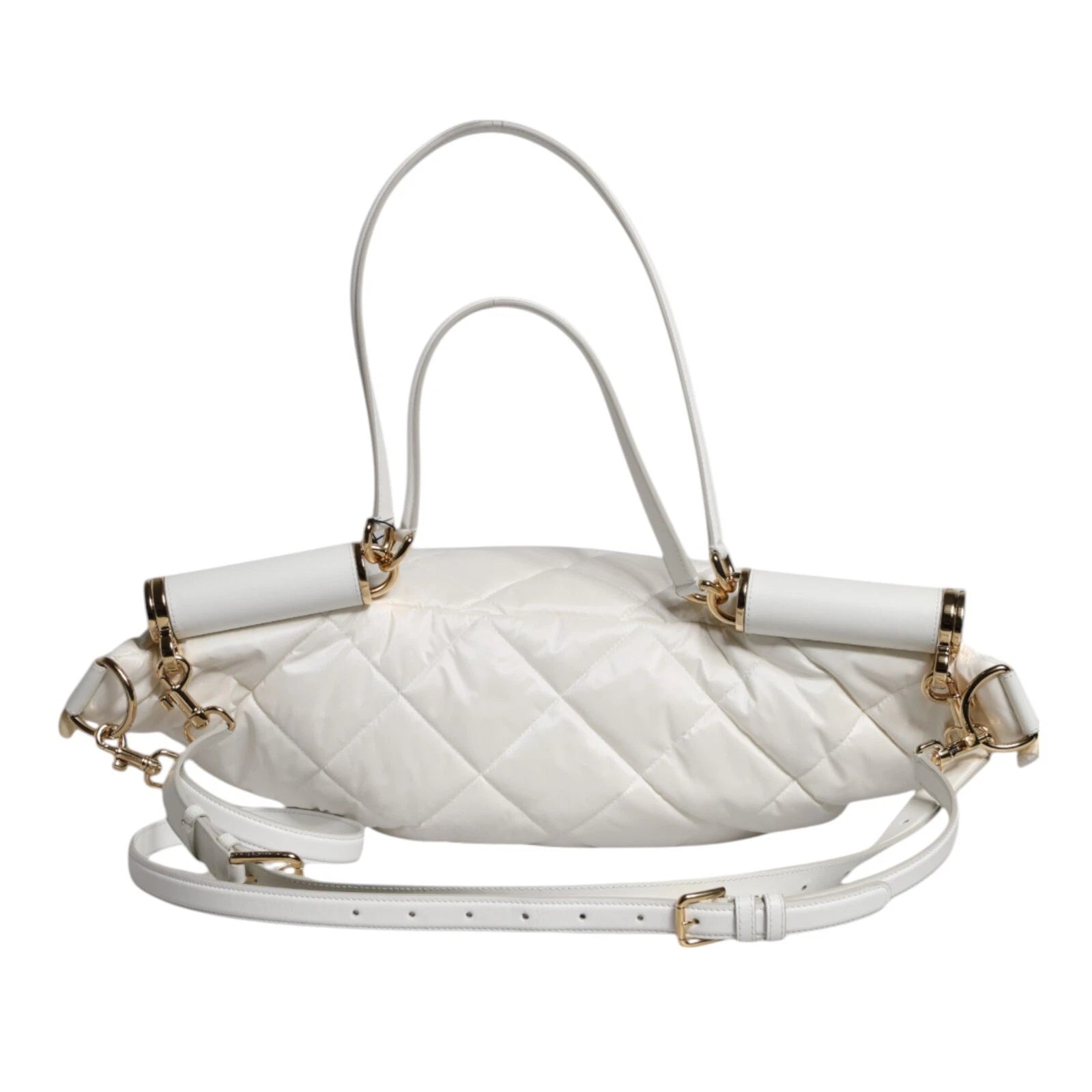 Dolce & Gabbana Weiße gesteppte Logo 90's Sicily Gürtel Taille Fanny Pack Tasche