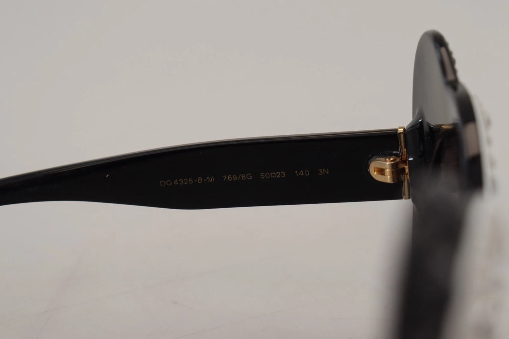 Dolce & Gabbana DG4325BM Weiß Schwarz Acetat Crystal Shades Sonnenbrille
