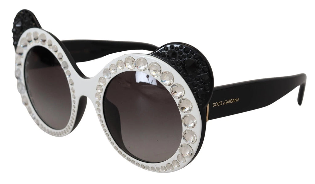 Dolce & Gabbana DG4325BM Weiß Schwarz Acetat Crystal Shades Sonnenbrille