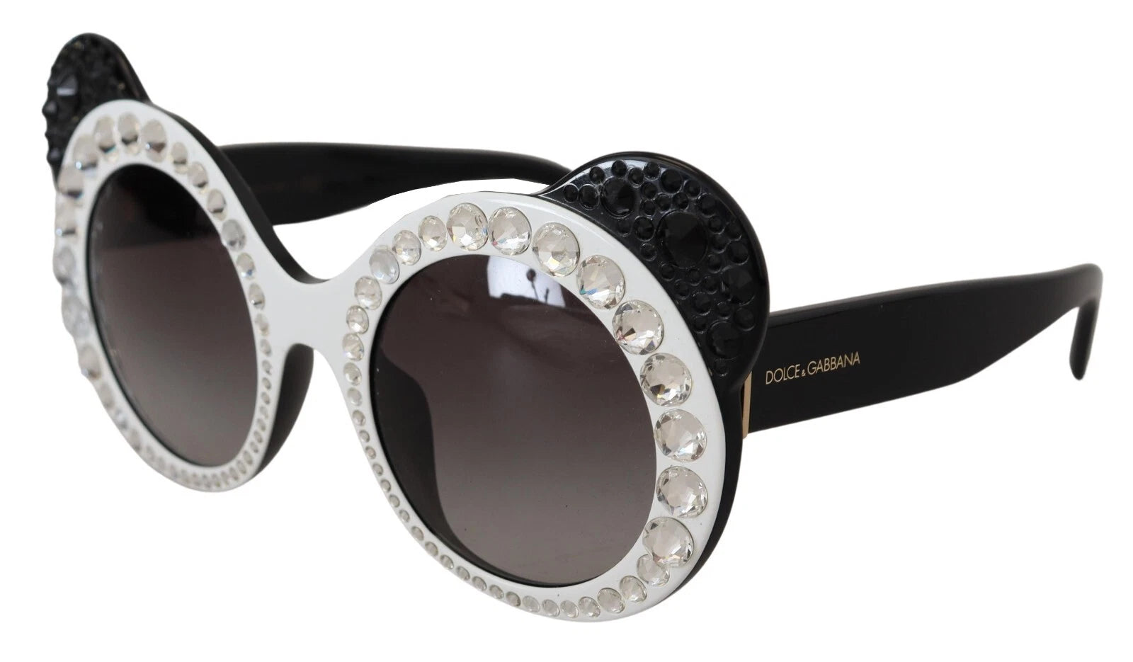 Dolce & Gabbana DG4325BM Weiß Schwarz Acetat Crystal Shades Sonnenbrille