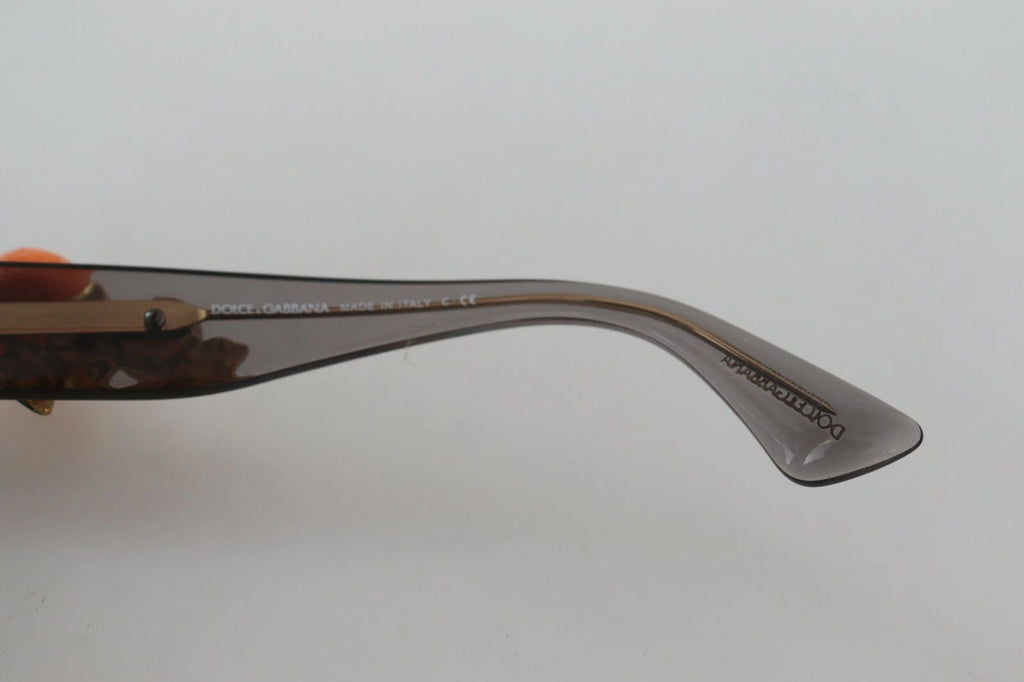 Dolce & Gabbana DG4283B Acetat-Sonnenbrille mit orangefarbenen Kristallen und Applikationen