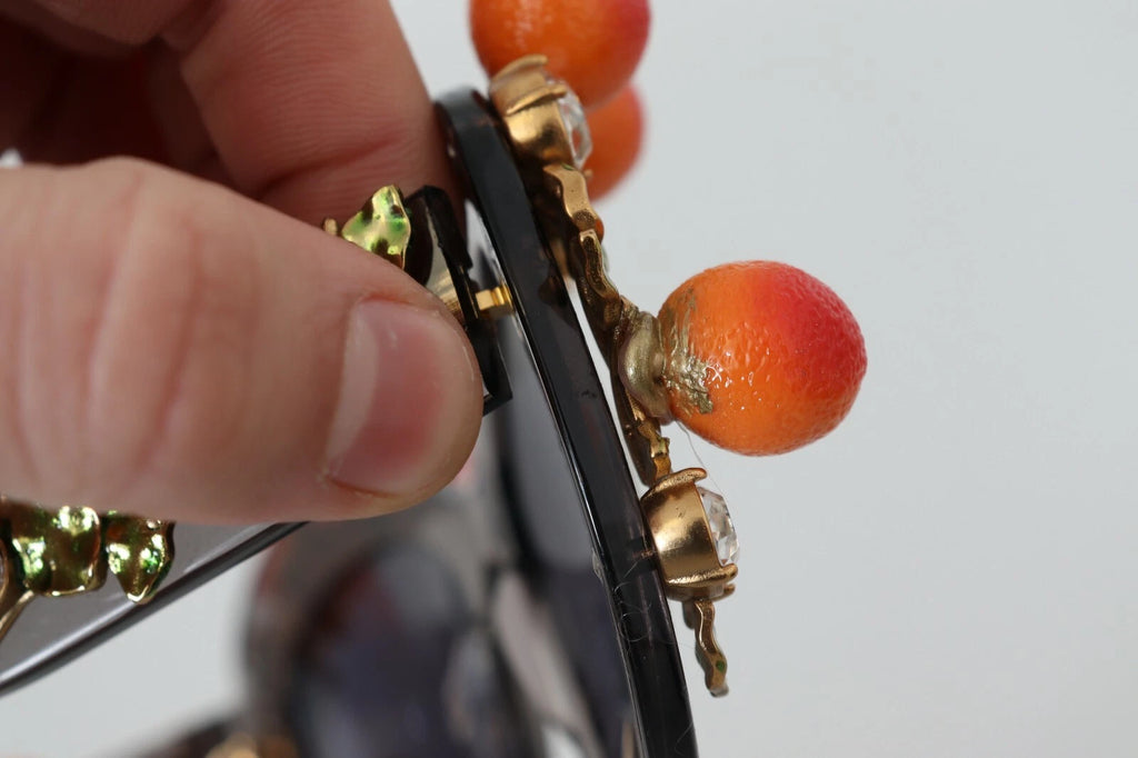 Dolce & Gabbana DG4283B Acetat-Sonnenbrille mit orangefarbenen Kristallen und Applikationen