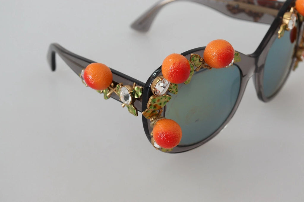 Dolce & Gabbana DG4283B Acetat-Sonnenbrille mit orangefarbenen Kristallen und Applikationen
