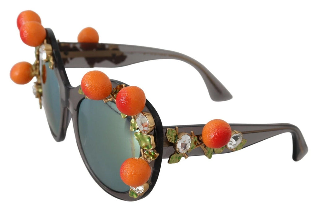 Dolce & Gabbana DG4283B Acetat-Sonnenbrille mit orangefarbenen Kristallen und Applikationen
