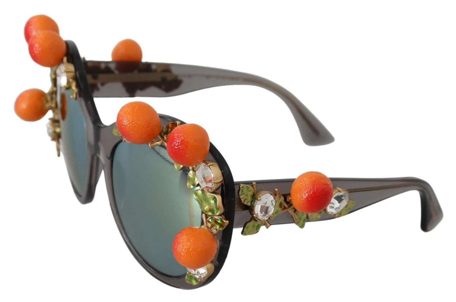 Dolce & Gabbana DG4283B Acetat-Sonnenbrille mit orangefarbenen Kristallen und Applikationen