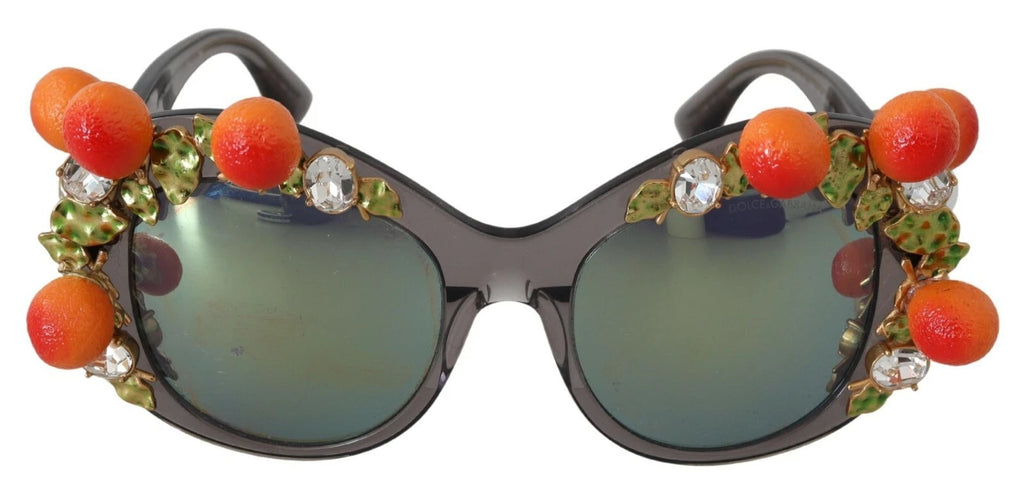 Dolce & Gabbana DG4283B Acetat-Sonnenbrille mit orangefarbenen Kristallen und Applikationen