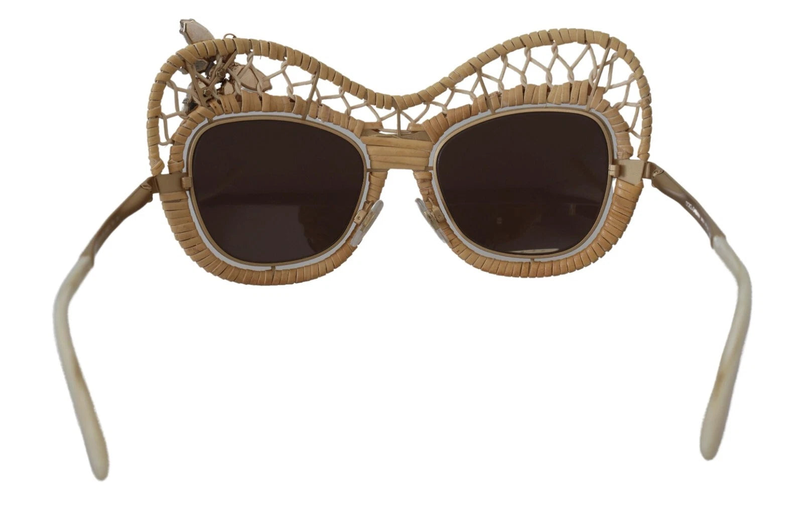 Dolce & Gabbana DG2159B Beige Gold Stroh Schmetterlingskristalle Sonnenbrille