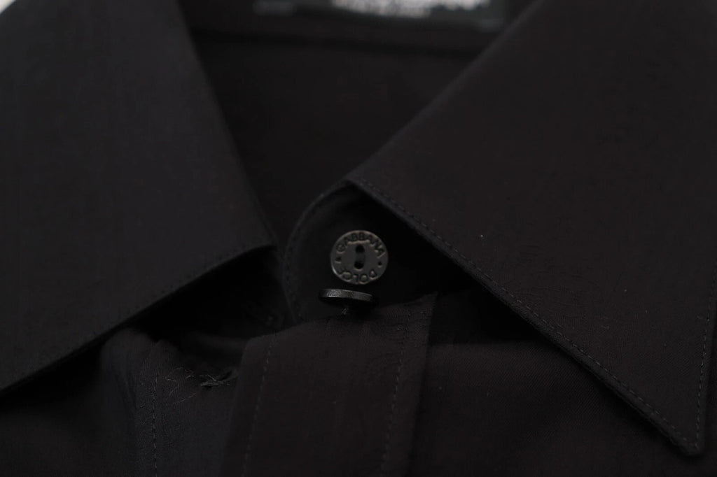 Dolce & Gabbana Schwarzes Baumwollhemd mit Kragen und langen Ärmeln