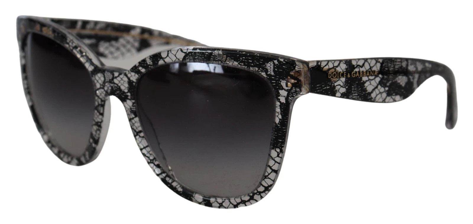 Dolce & Gabbana DG4190 Schwarze Spitze Acetat Kristall Runde Sonnenbrille