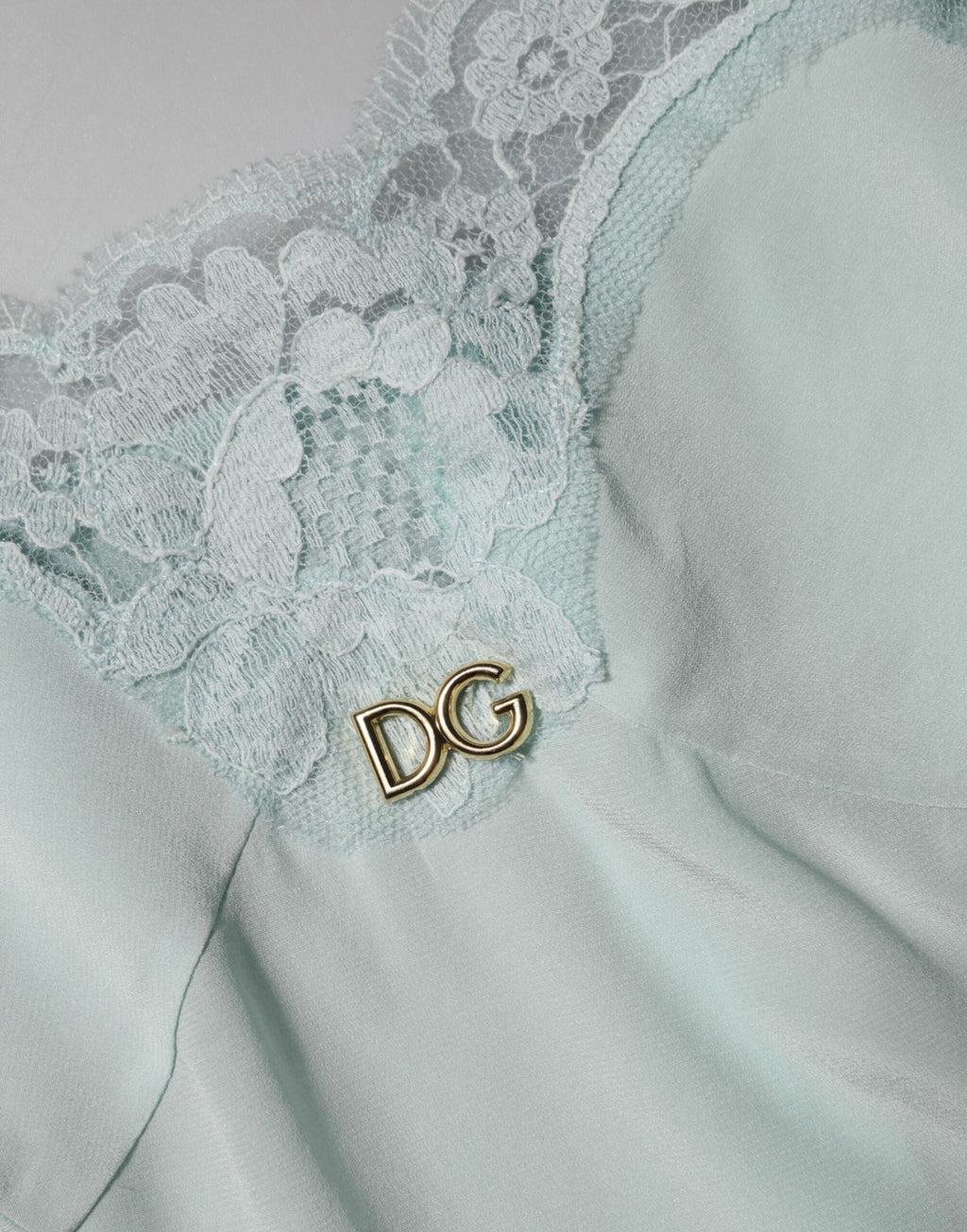 Dolce & Gabbana Hellblaues Midi-Bodycon-Slipkleid aus Seidenspitze