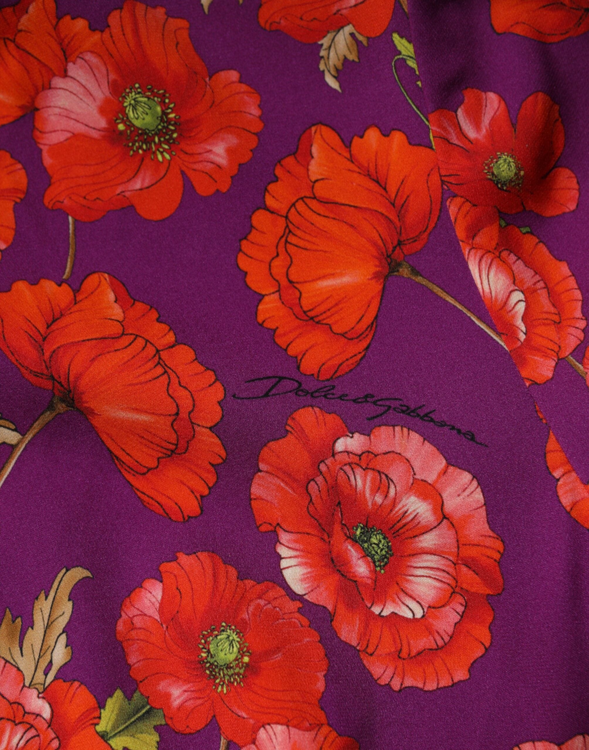 Dolce & Gabbana Violettes Midi-Scheidenkleid mit Blumenmuster aus Seide