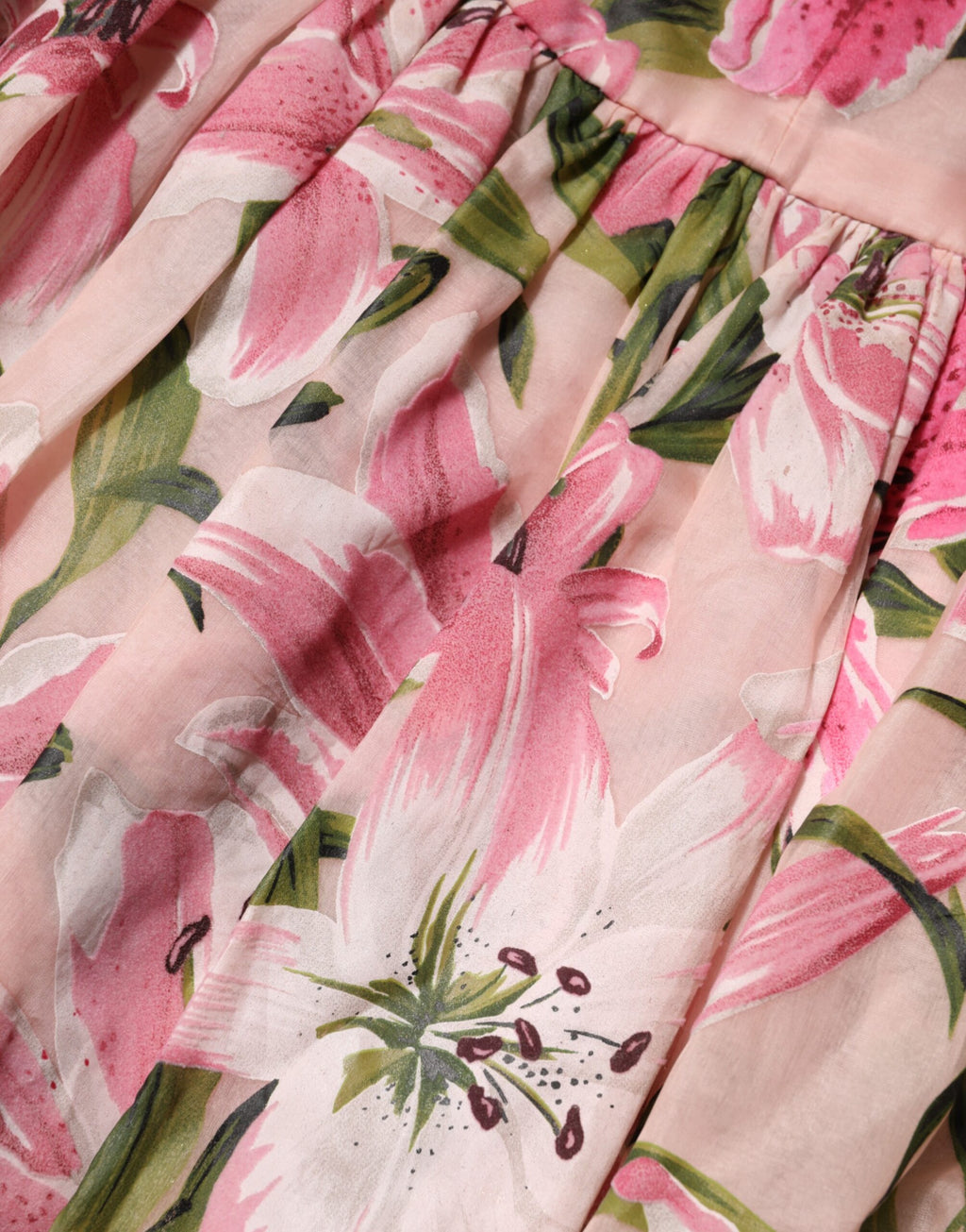 Dolce & Gabbana Pinkes Midikleid mit Blumenmuster und Lilienmuster