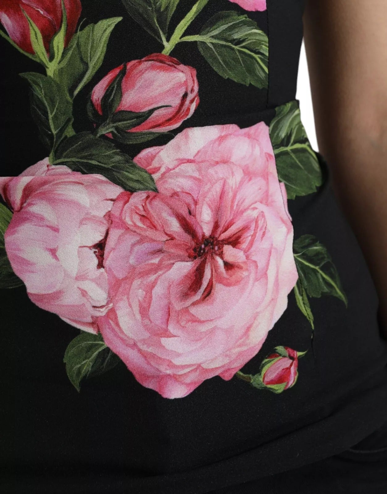 Dolce & Gabbana Schwarzes geblümtes Viskose-Rundhals-Top