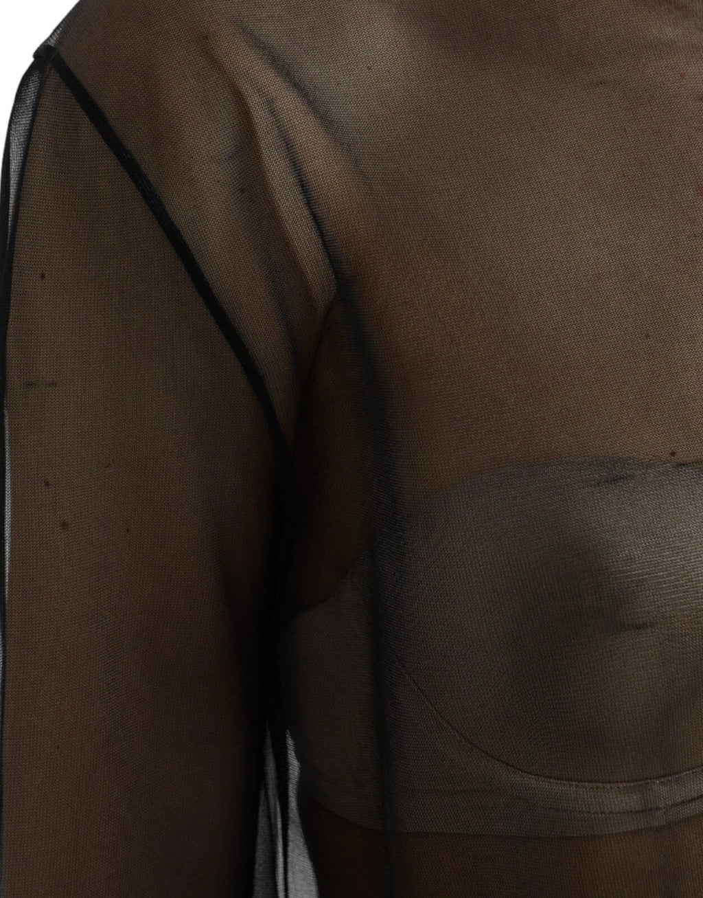 Dolce & Gabbana Schwarzes Netz-Rollkragen-Top mit durchsichtiger Bluse