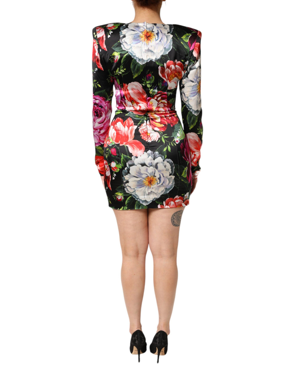 Dolce & Gabbana Schwarzes geblümtes Fiori Pittorici Mini-Bodycon-Kleid