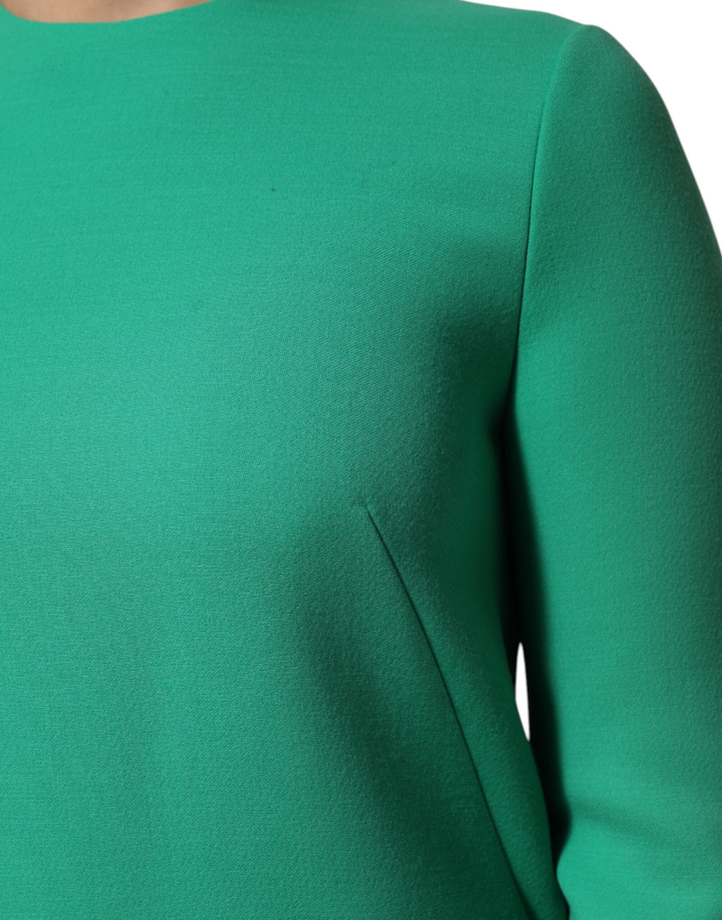 Dolce & Gabbana Groene Viscose Acetaat Mini Jurk met Lange Mouwen