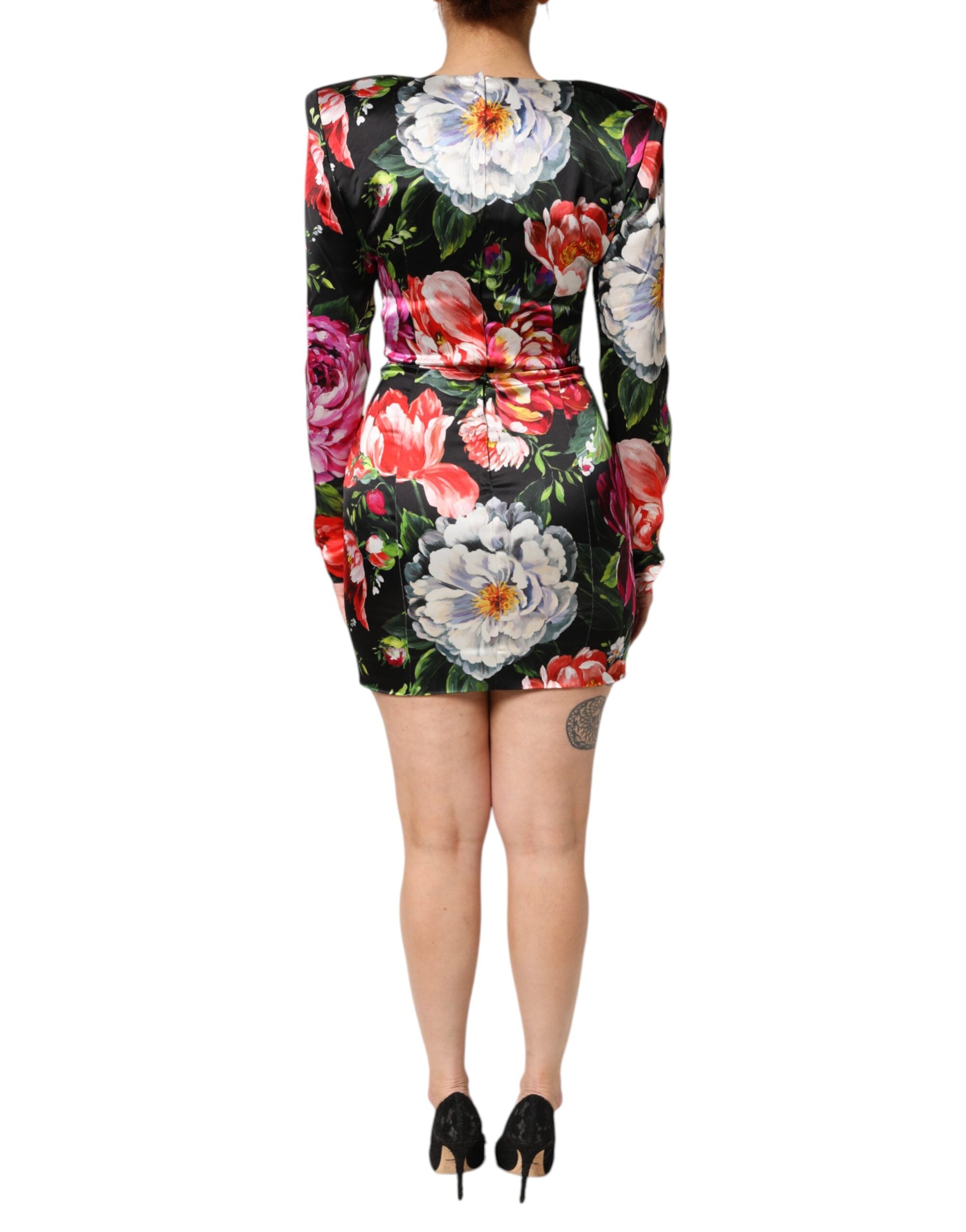 Dolce & Gabbana Schwarzes geblümtes Fiori Pittorici Bodycon-Kleid