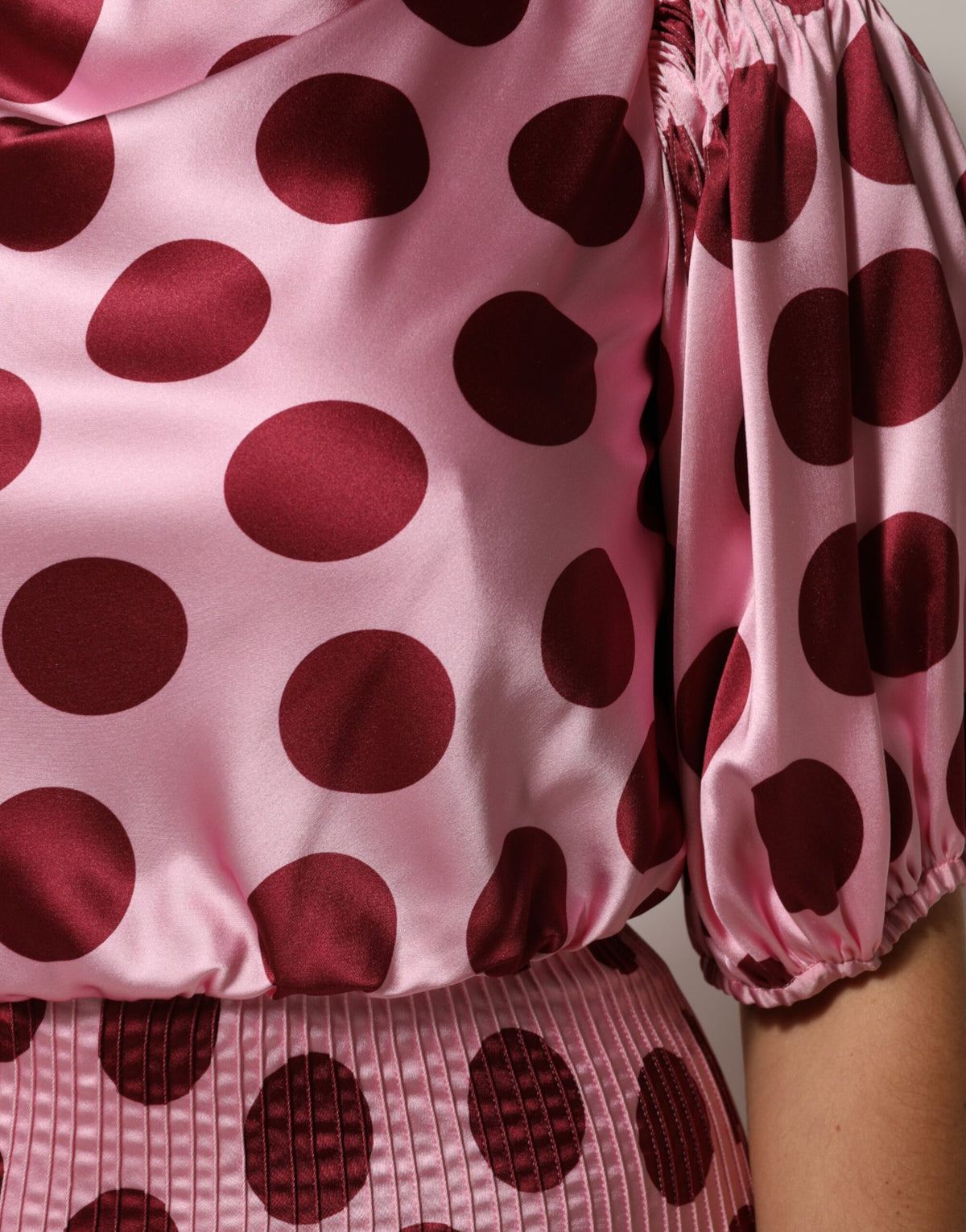 Dolce & Gabbana Roze Rode Polka Dot Zijden Satijnen Maxi Avondjurk