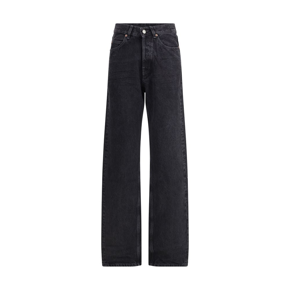 Saint Laurent Schmal geschnittene Baumwolljeans in Schwarz