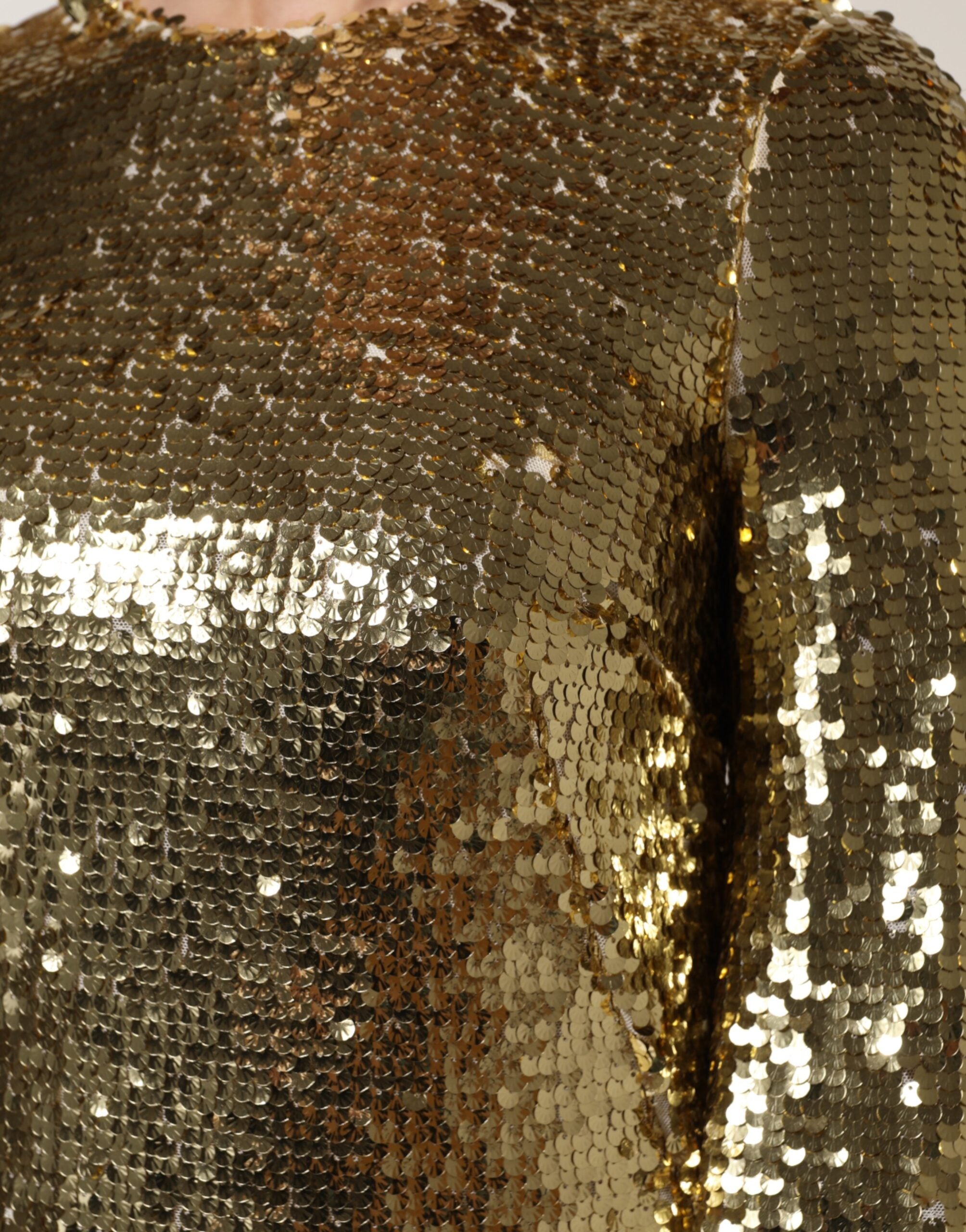 Dolce & Gabbana Langärmeliges Minikleid mit goldenen Pailletten
