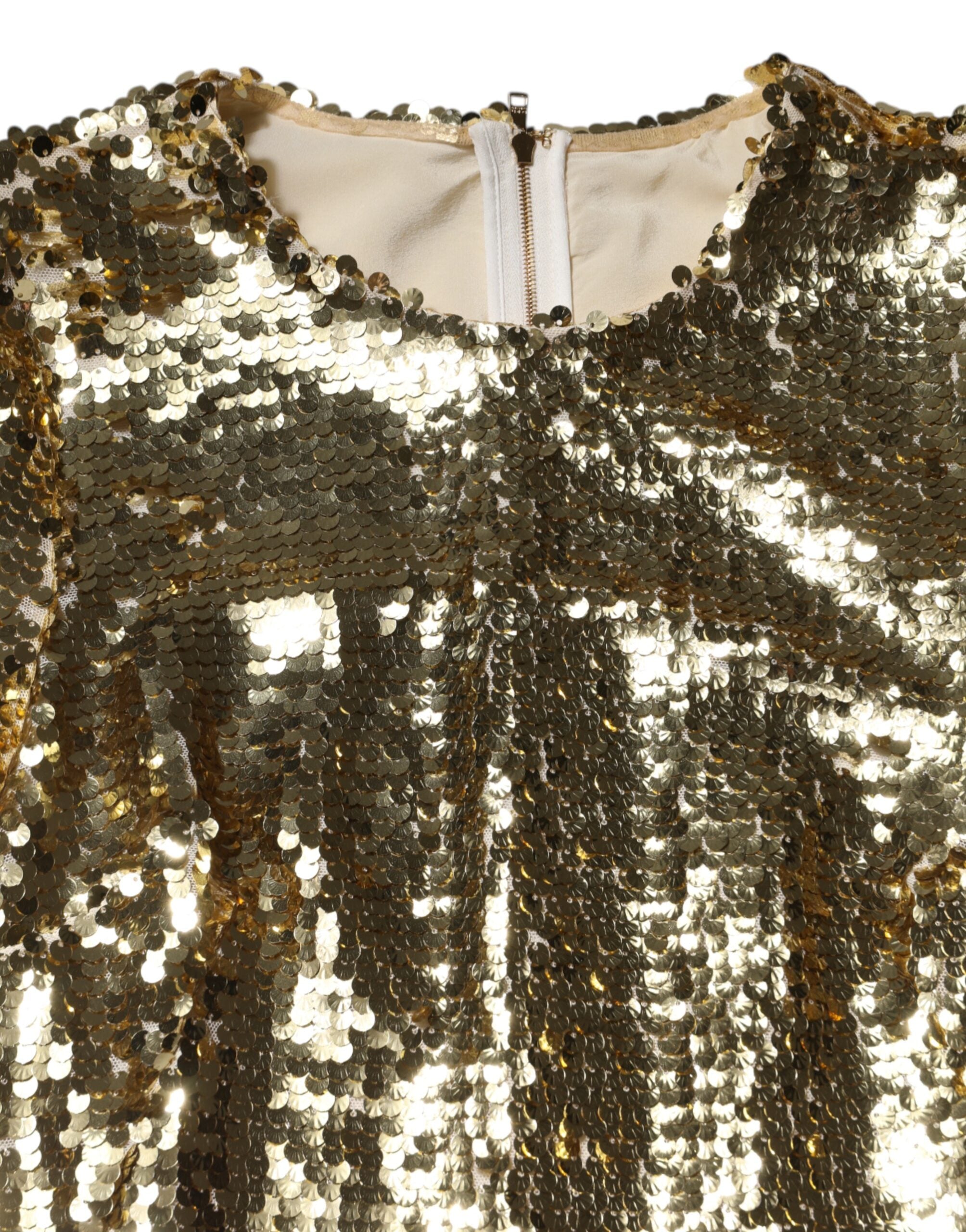 Dolce & Gabbana Langärmeliges Minikleid mit goldenen Pailletten