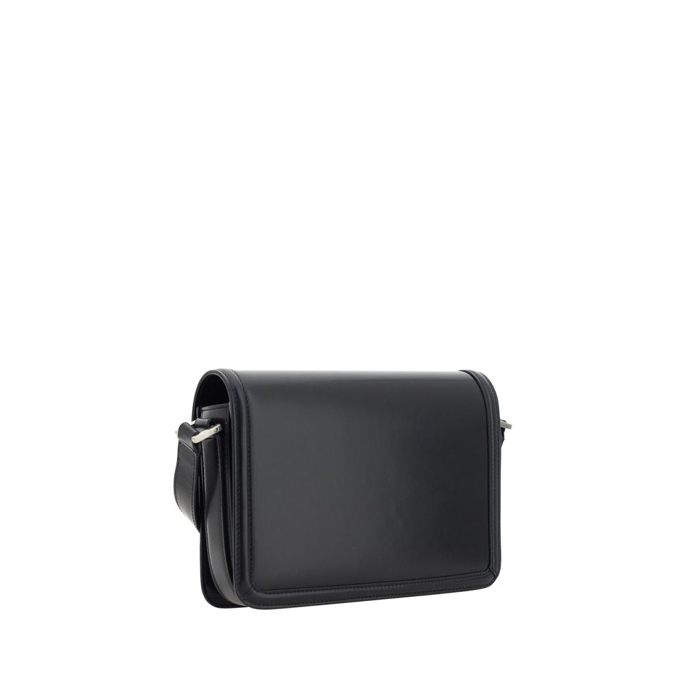 Saint Laurent Schwarze Kalbshaut Bos Taurus Schultertasche