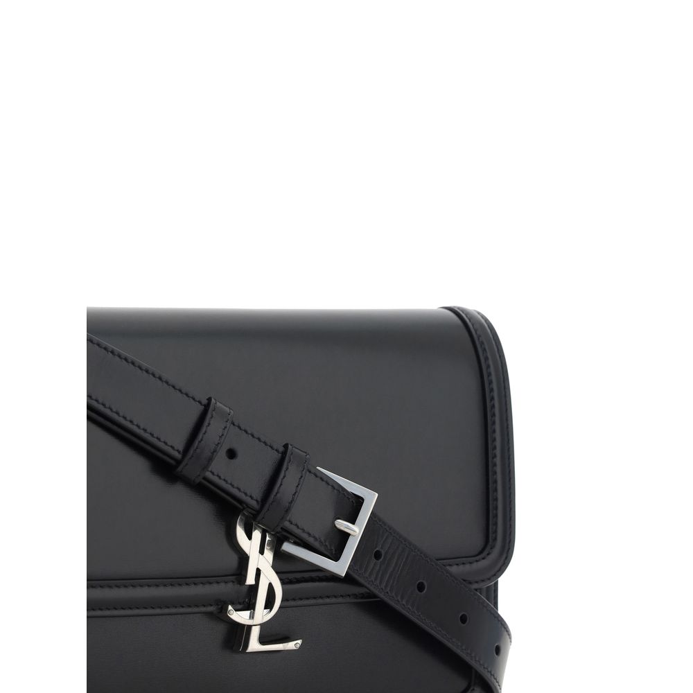 Saint Laurent Schwarze Kalbshaut Bos Taurus Schultertasche
