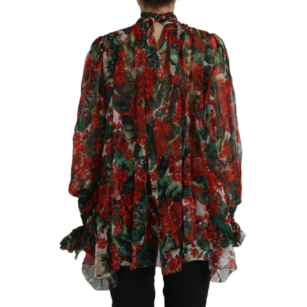 Dolce & Gabbana Multicolor Floral Seidenkragen Bluse