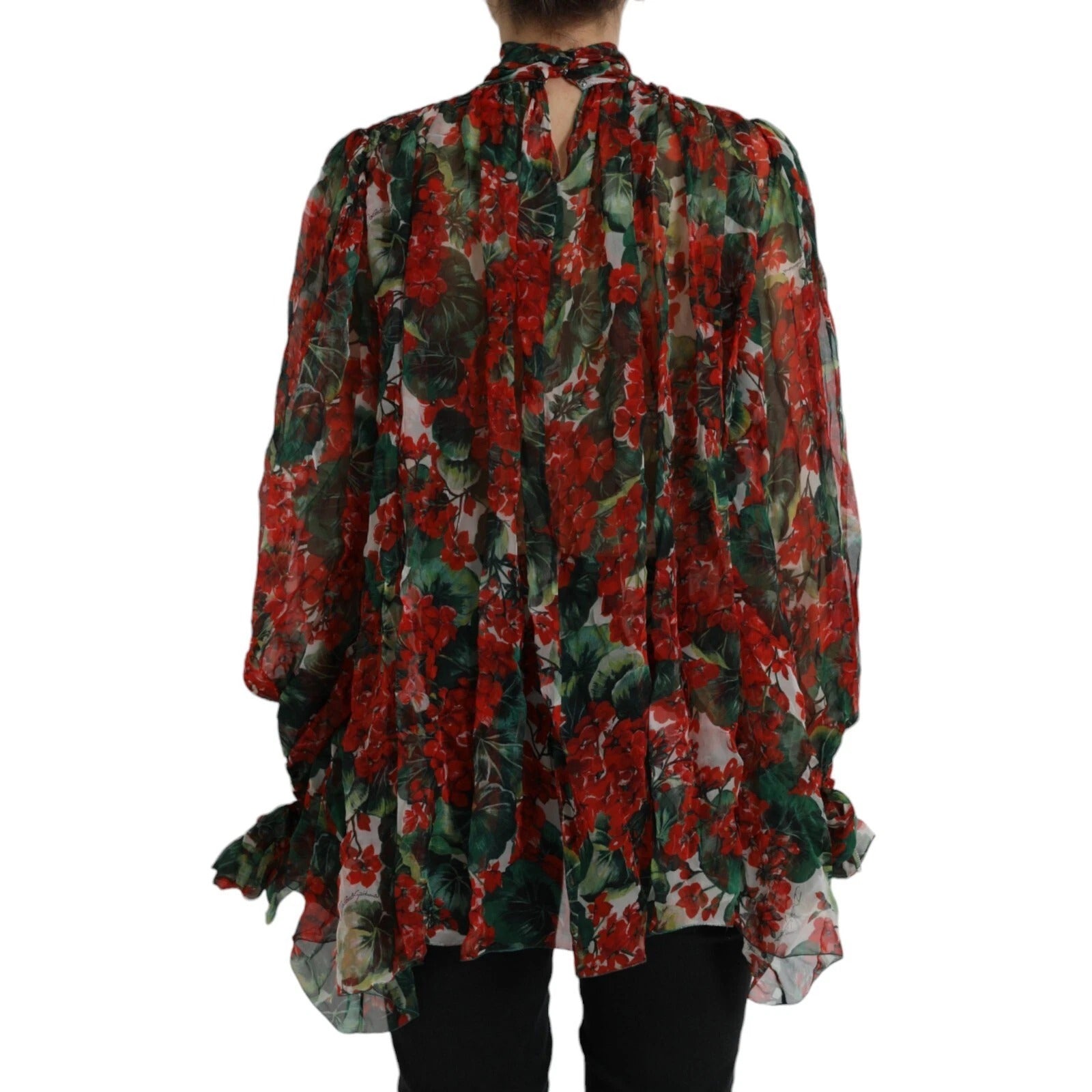 Dolce & Gabbana Multicolor Floral Seidenkragen Bluse
