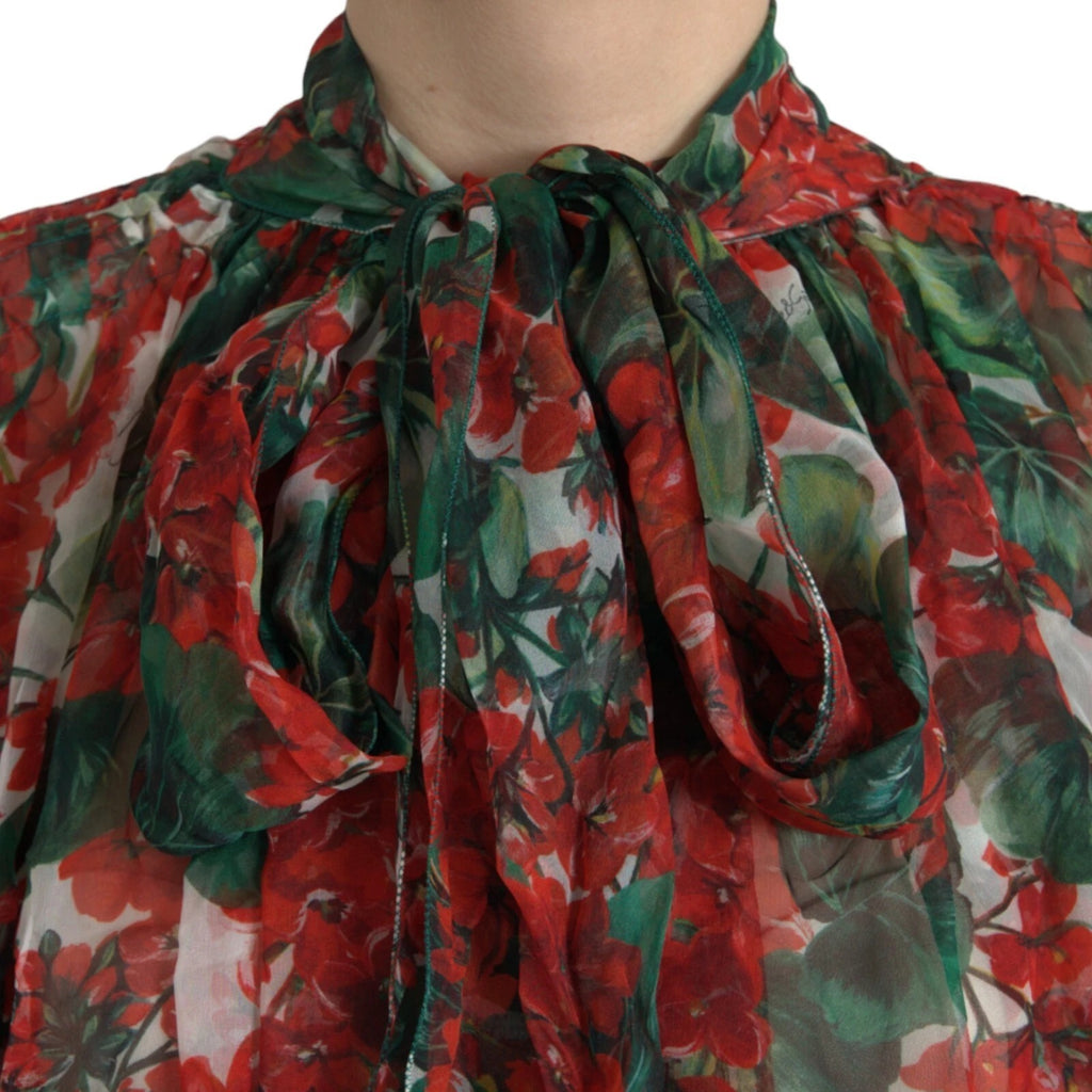 Dolce & Gabbana Multicolor Floral Seidenkragen Bluse