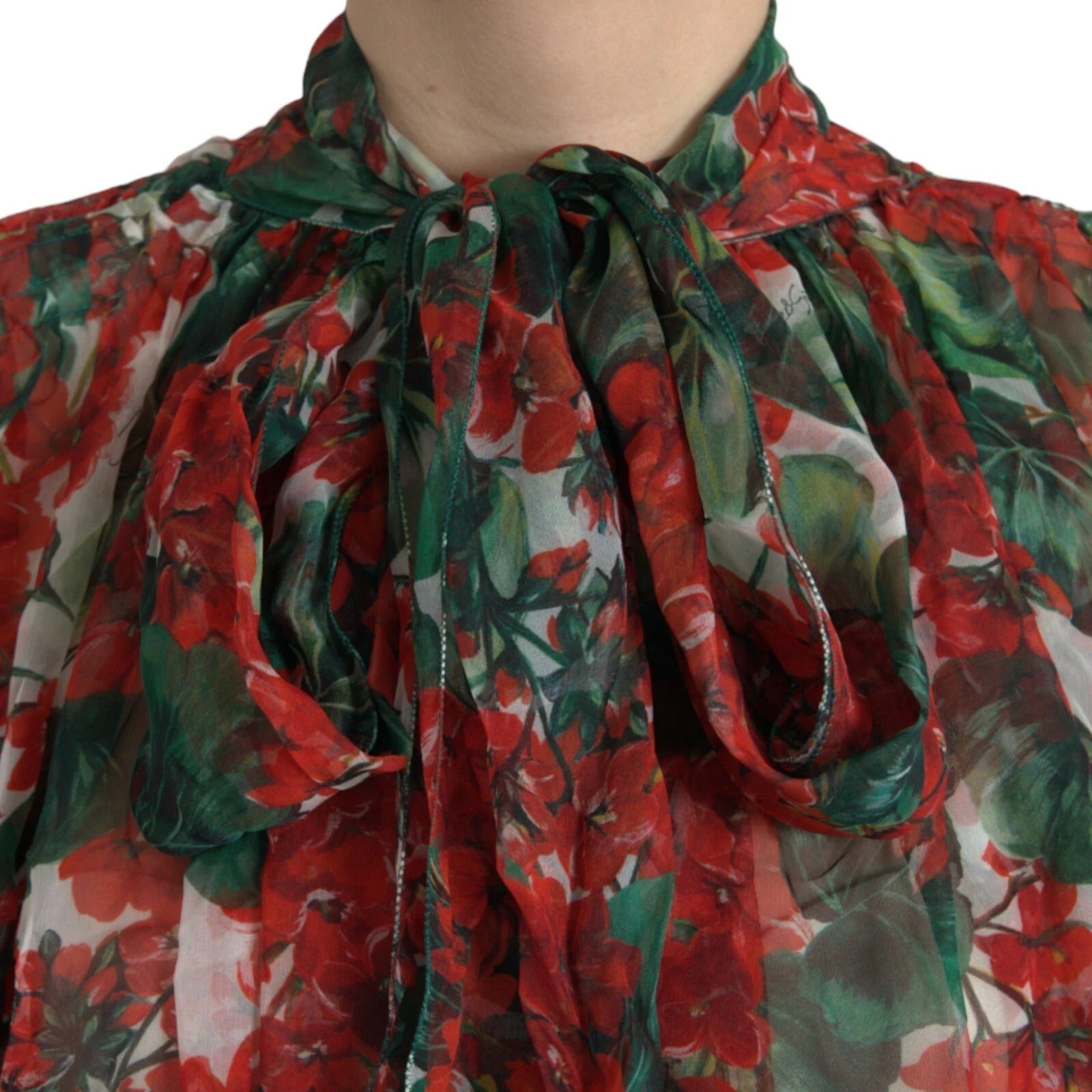 Dolce & Gabbana Multicolor Floral Seidenkragen Bluse