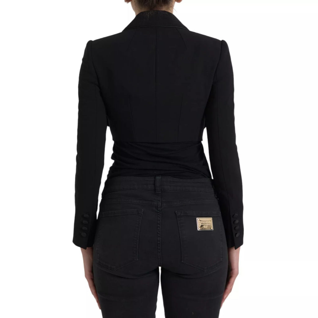 Dolce & Gabbana Schwarze einreihige Kurzjacke aus Wolle