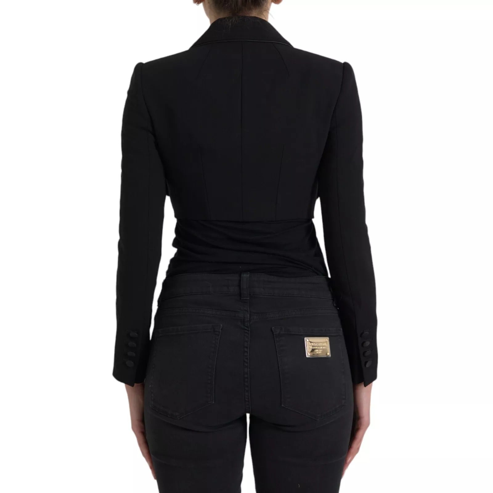 Dolce & Gabbana Schwarze einreihige Kurzjacke aus Wolle