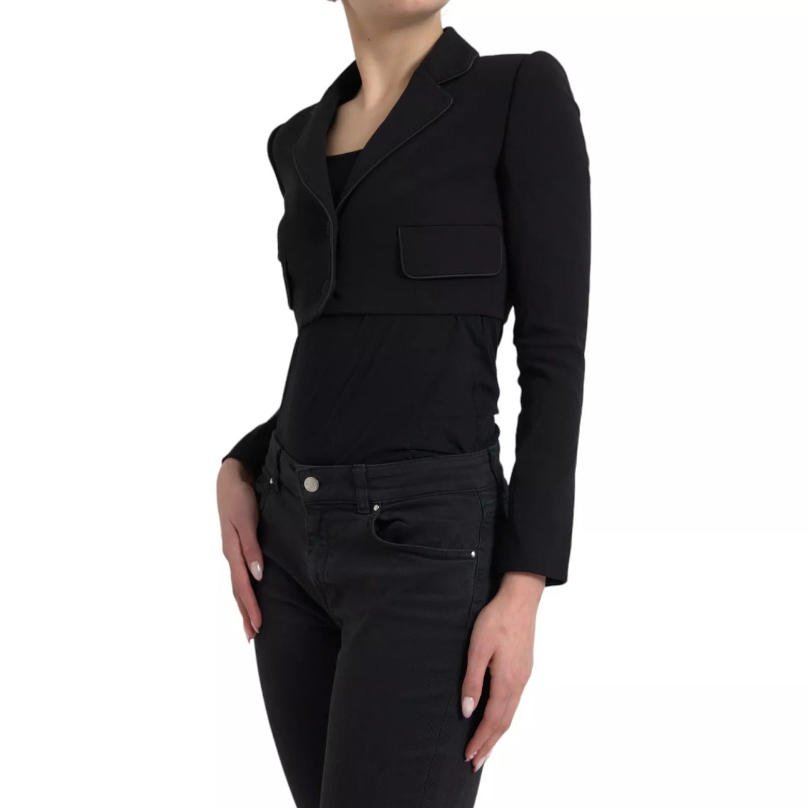 Dolce & Gabbana Schwarze einreihige Kurzjacke aus Wolle