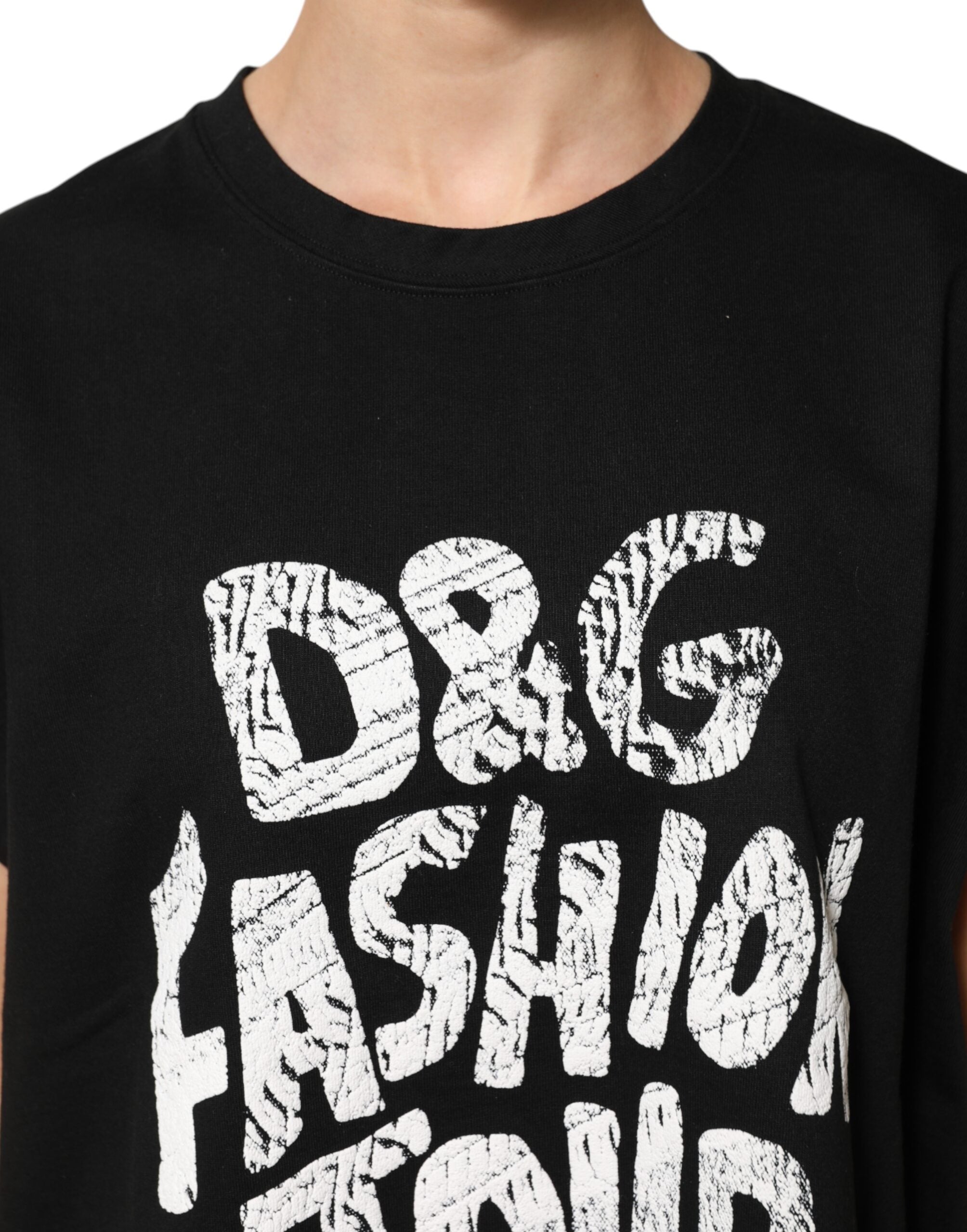 Dolce & Gabbana Schwarzes ärmelloses DG Fashion Top aus Baumwolle