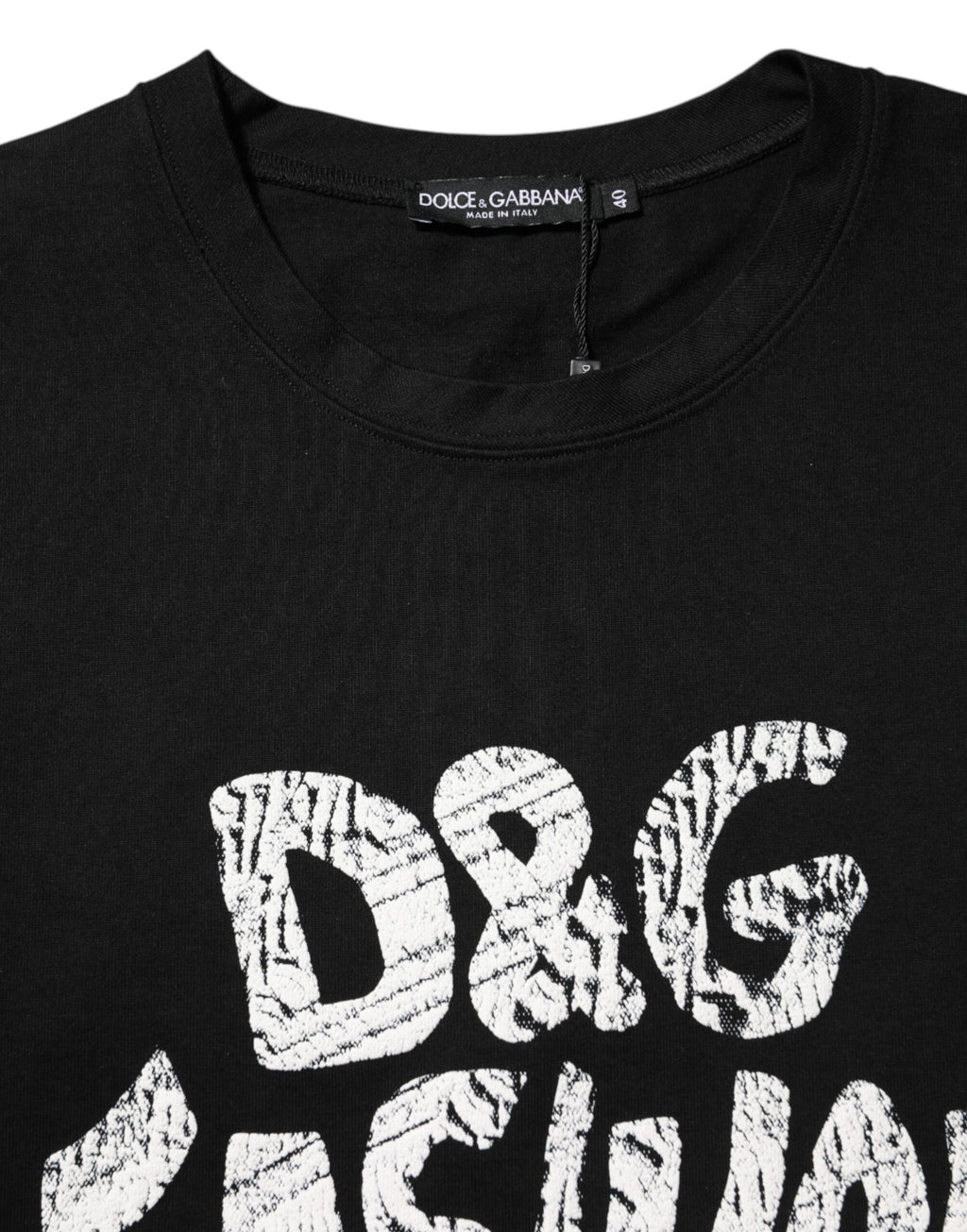 Dolce & Gabbana Schwarzes ärmelloses DG Fashion Top aus Baumwolle